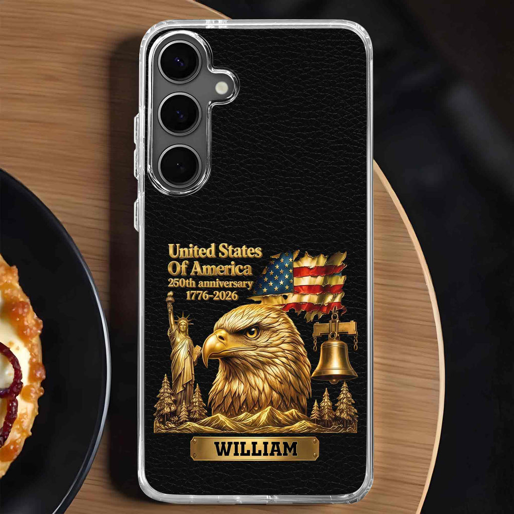 Personalized Clear Phone Case USA Eagle Custom Name Gift Clear Phone Case GradoCreations