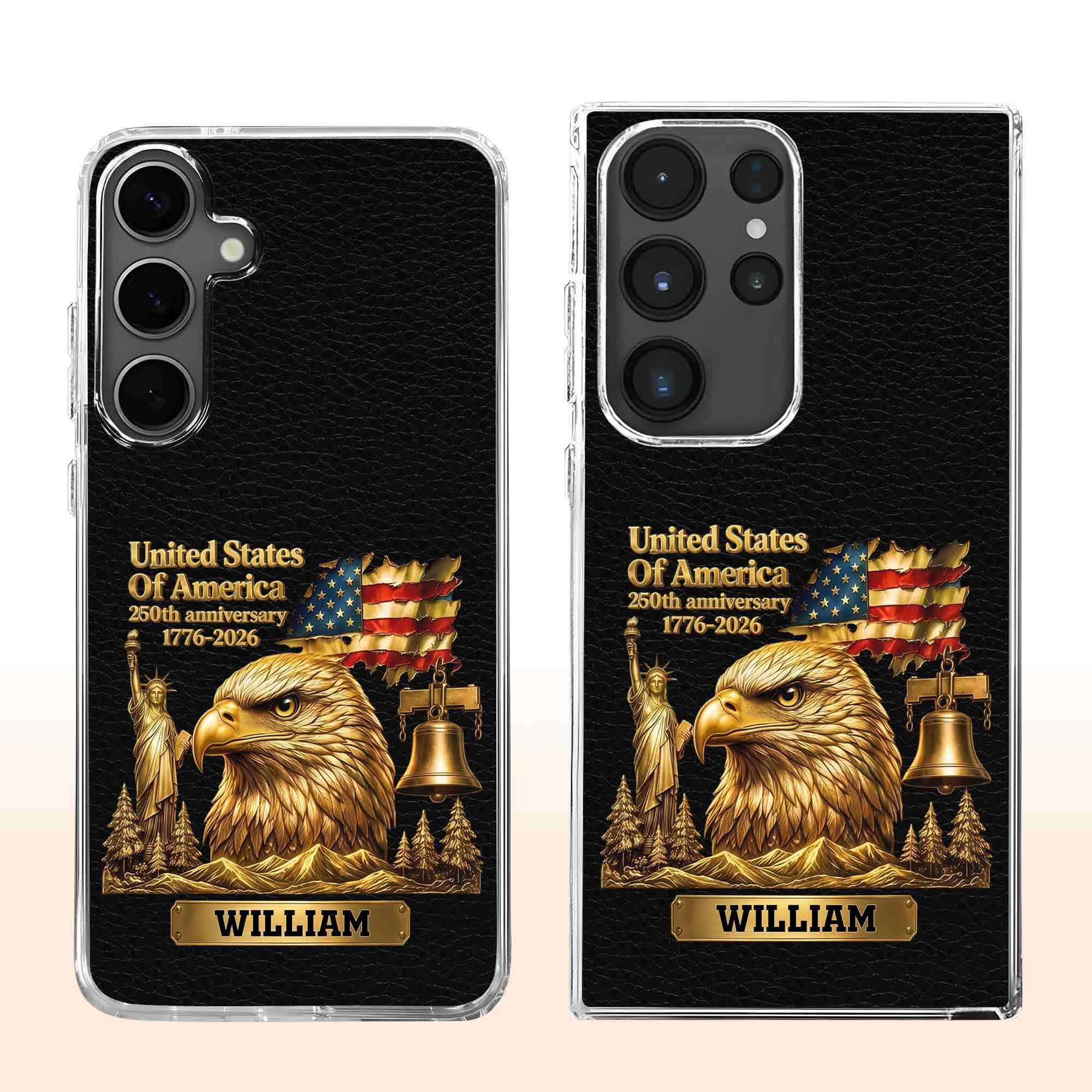 Personalized Clear Phone Case USA Eagle Custom Name Gift Clear Phone Case GradoCreations