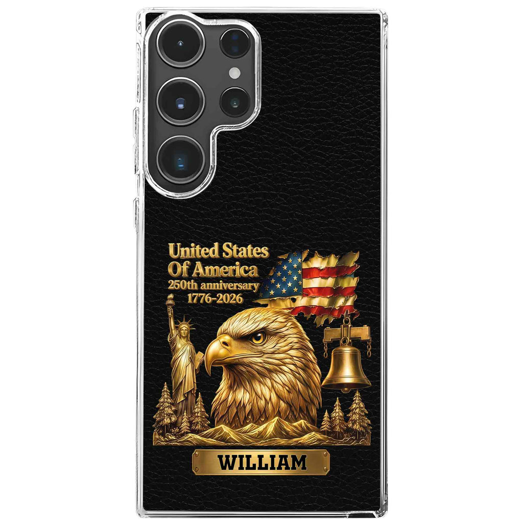 Personalized Clear Phone Case USA Eagle Custom Name Gift Clear Phone Case GradoCreations