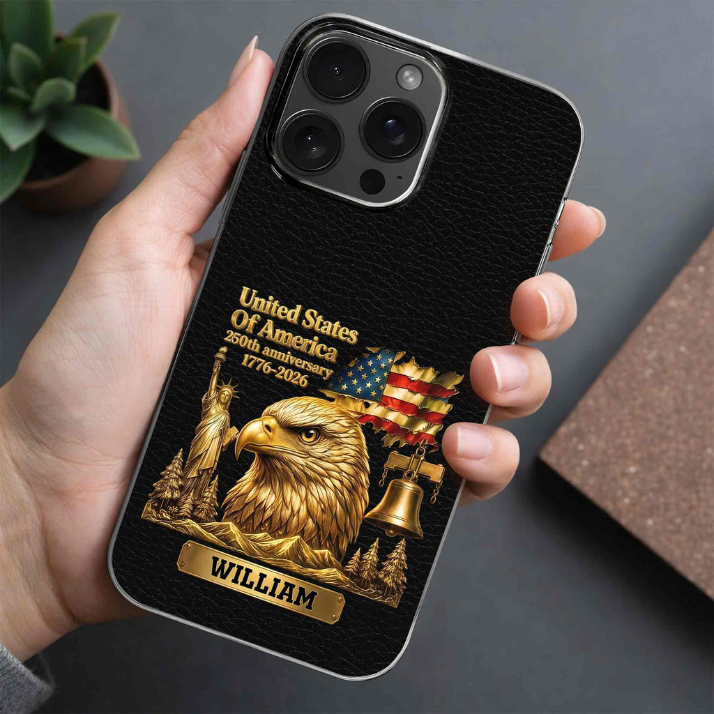Personalized Clear Phone Case USA Eagle Custom Name Gift Clear Phone Case GradoCreations