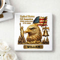 Personalized Square Ceramic Coaster USA 250th Anniversary Gift for Dad Square Ceramic Coaster GradoCreations