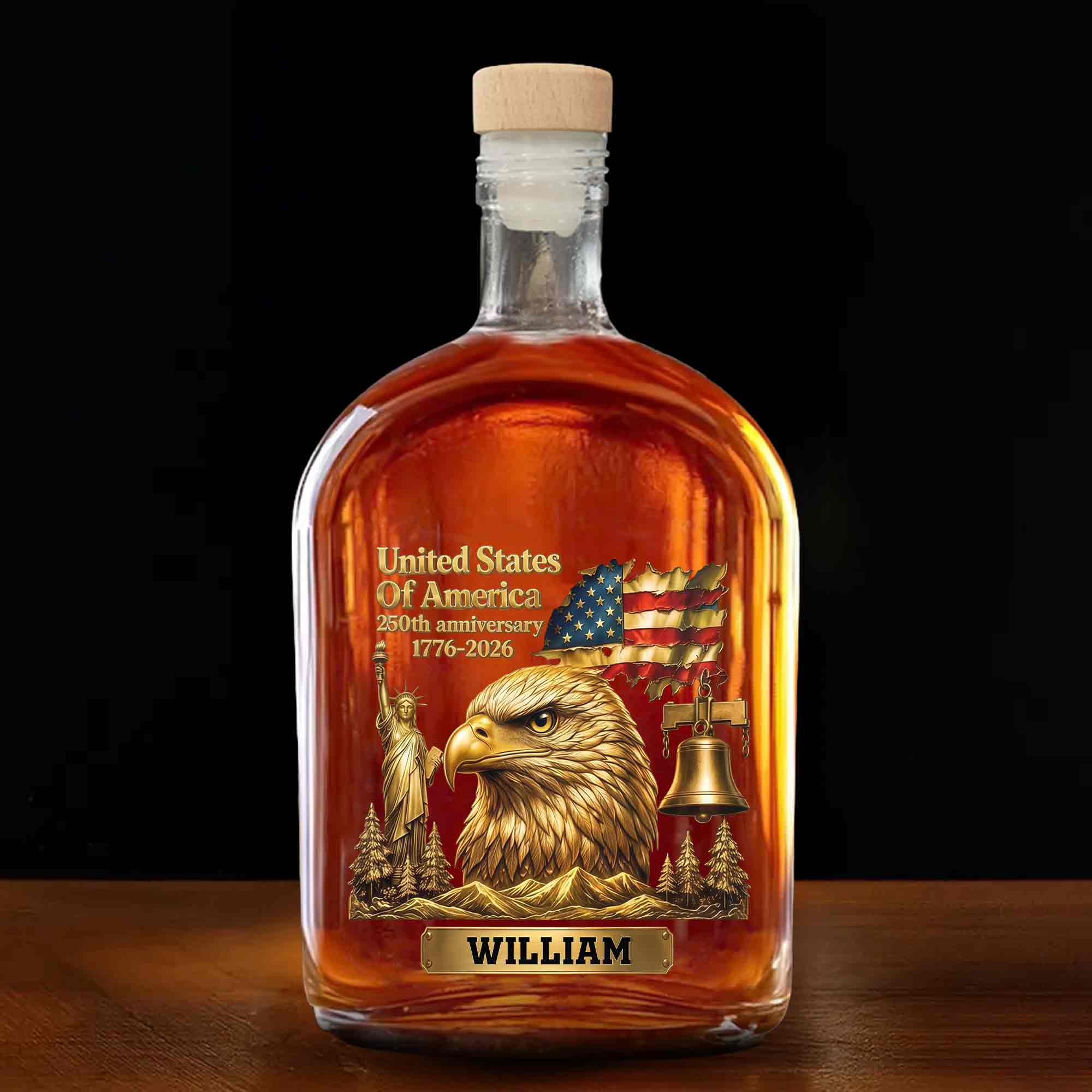 Personalized Whiskey Bottle Custom Name Gift for Dad 4th of July Whiskey Bottle GradoCreations
