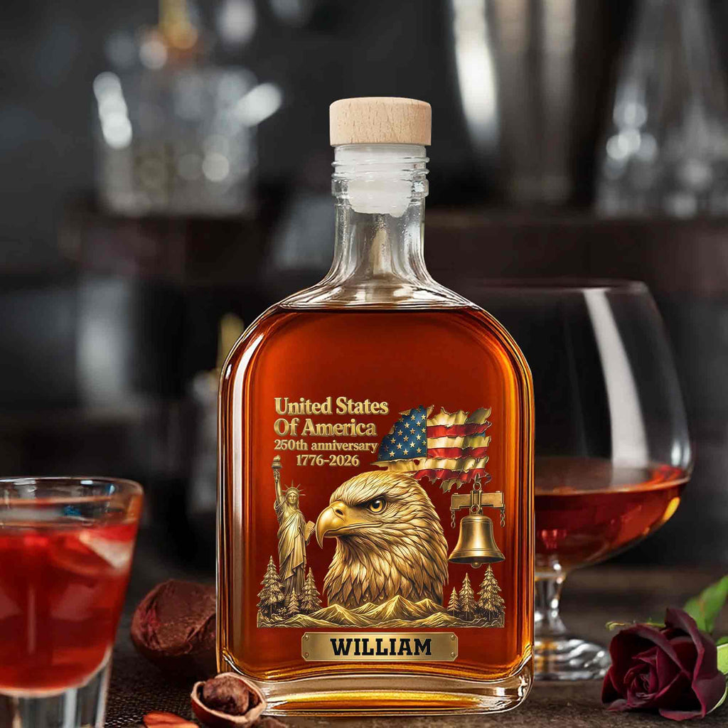 Personalized Whiskey Bottle Custom Name Gift for Dad 4th of July Whiskey Bottle GradoCreations