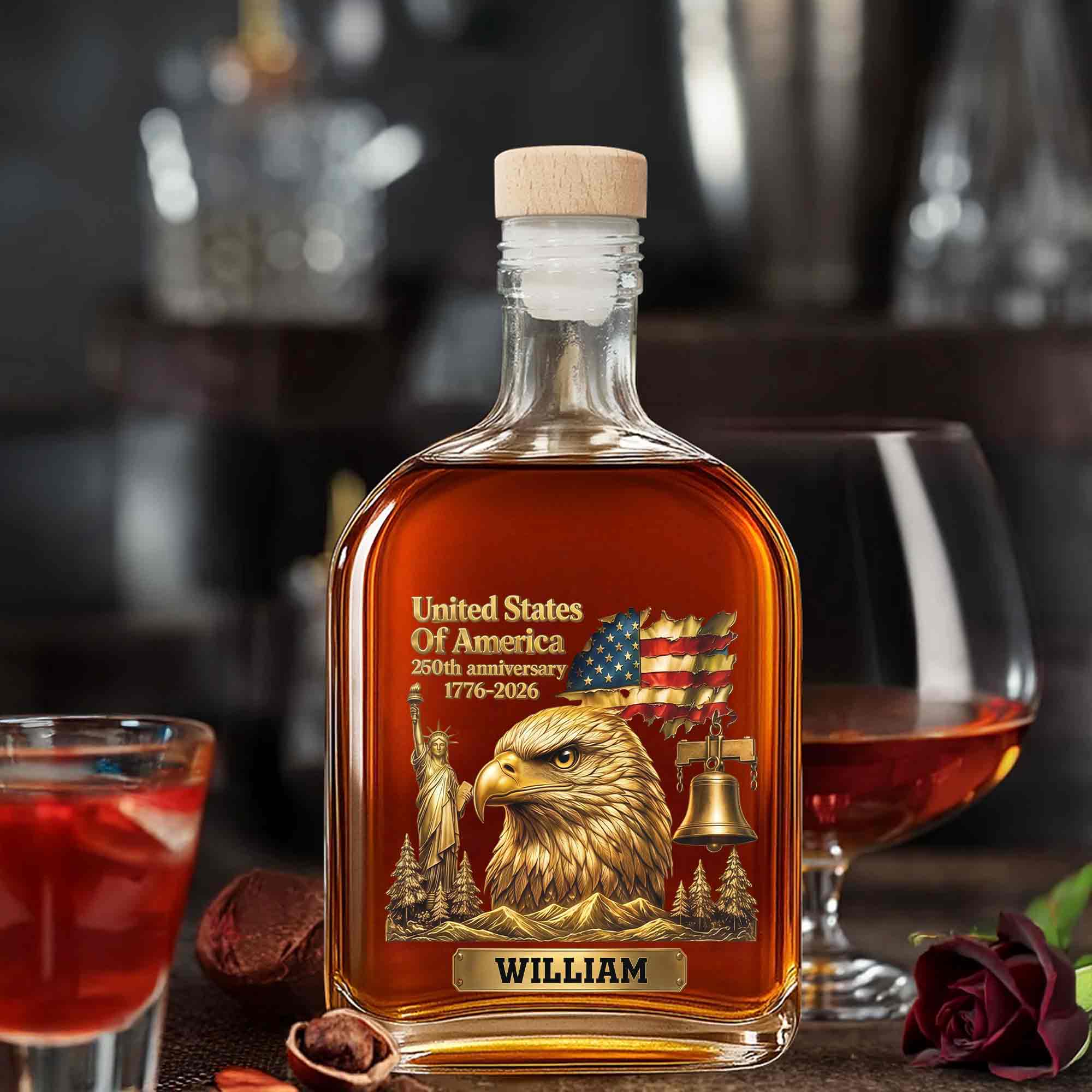 Personalized Whiskey Bottle Custom Name Gift for Dad 4th of July Whiskey Bottle GradoCreations
