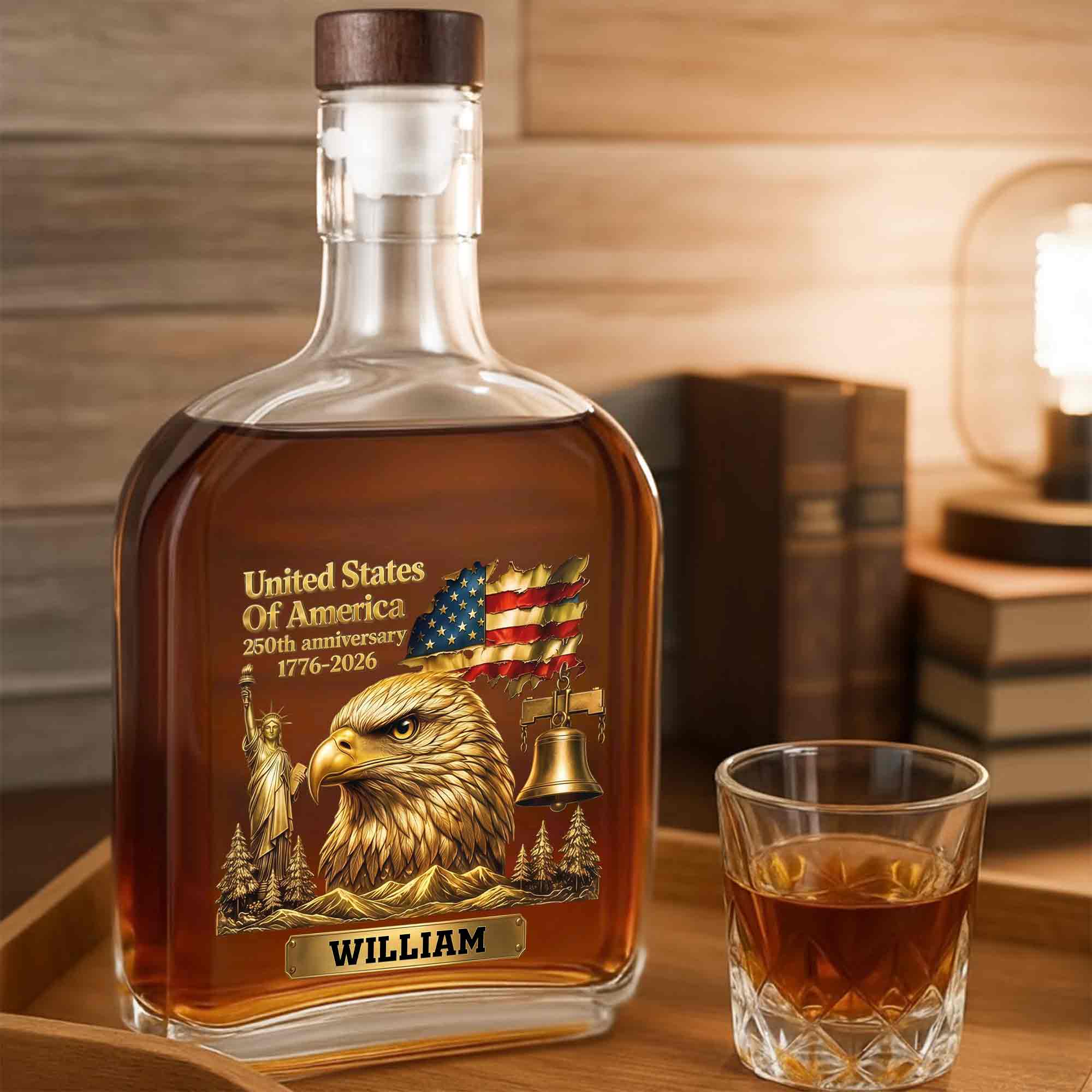Personalized Whiskey Bottle Custom Name Gift for Dad 4th of July Whiskey Bottle GradoCreations
