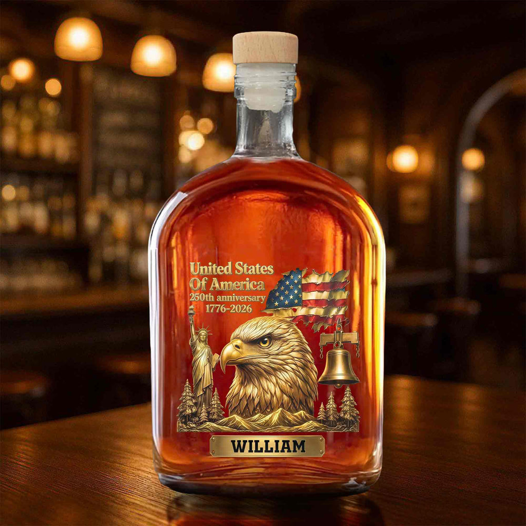 Personalized Whiskey Bottle Custom Name Gift for Dad 4th of July Whiskey Bottle GradoCreations