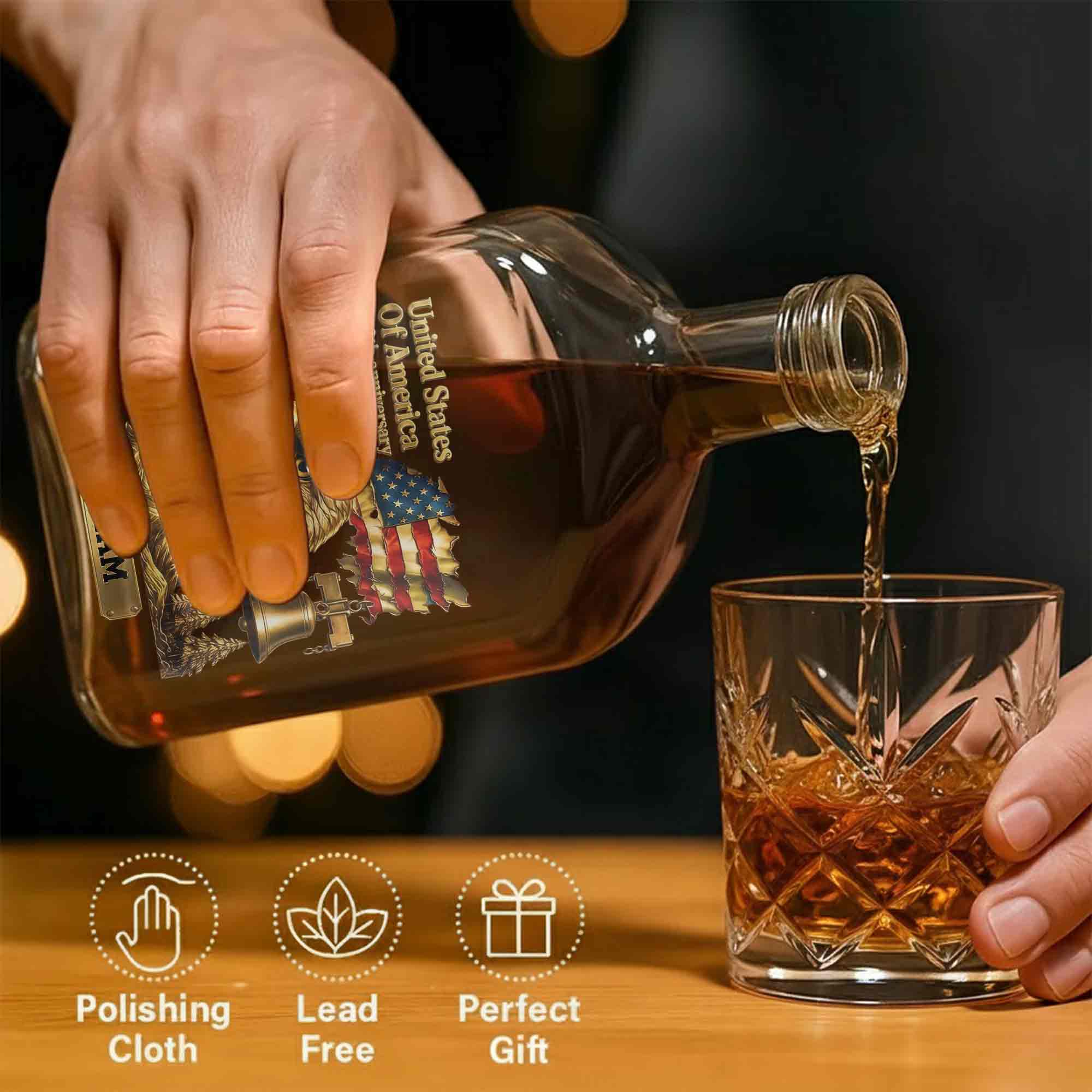 Personalized Whiskey Bottle Custom Name Gift for Dad 4th of July Whiskey Bottle GradoCreations