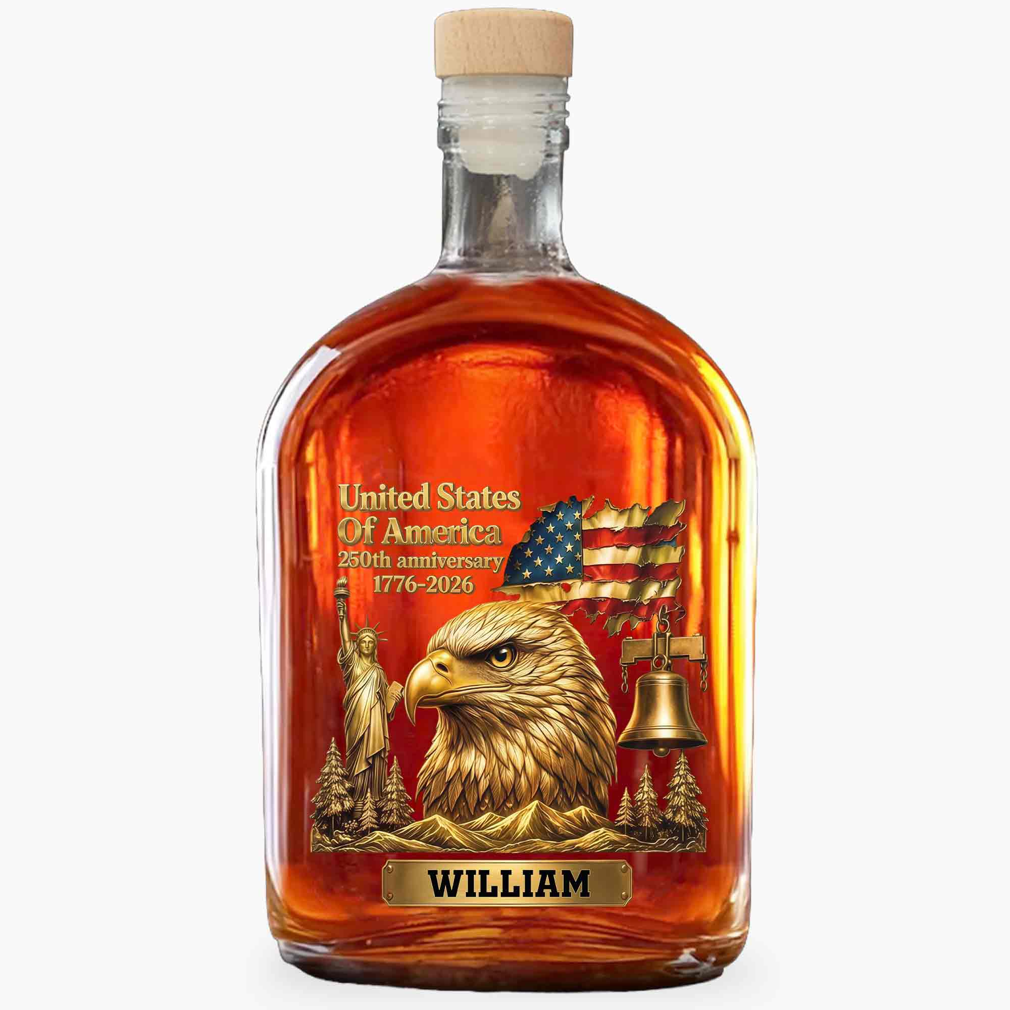 Personalized Whiskey Bottle Custom Name Gift for Dad 4th of July Whiskey Bottle GradoCreations