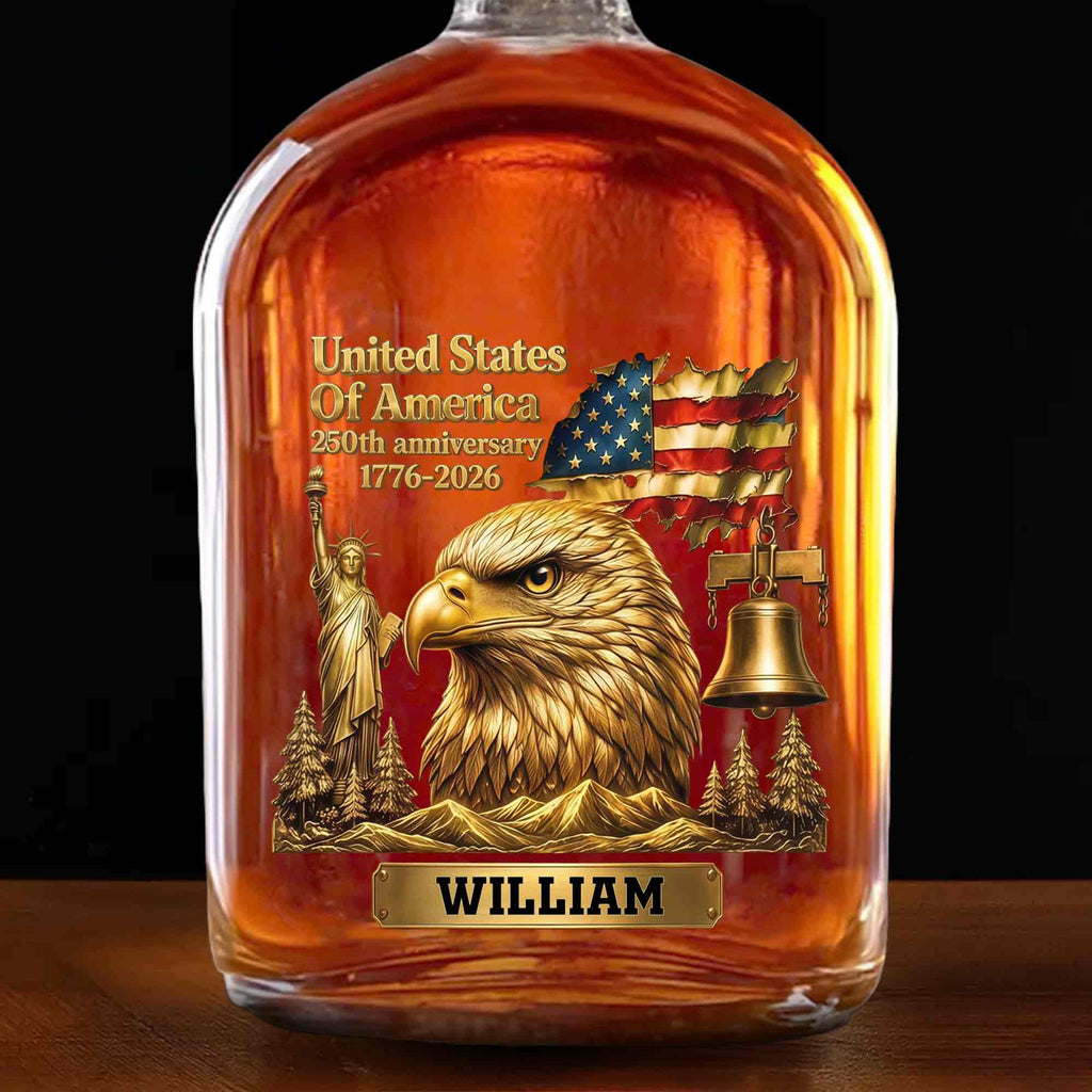 Personalized Whiskey Bottle Custom Name Gift for Dad 4th of July Whiskey Bottle GradoCreations
