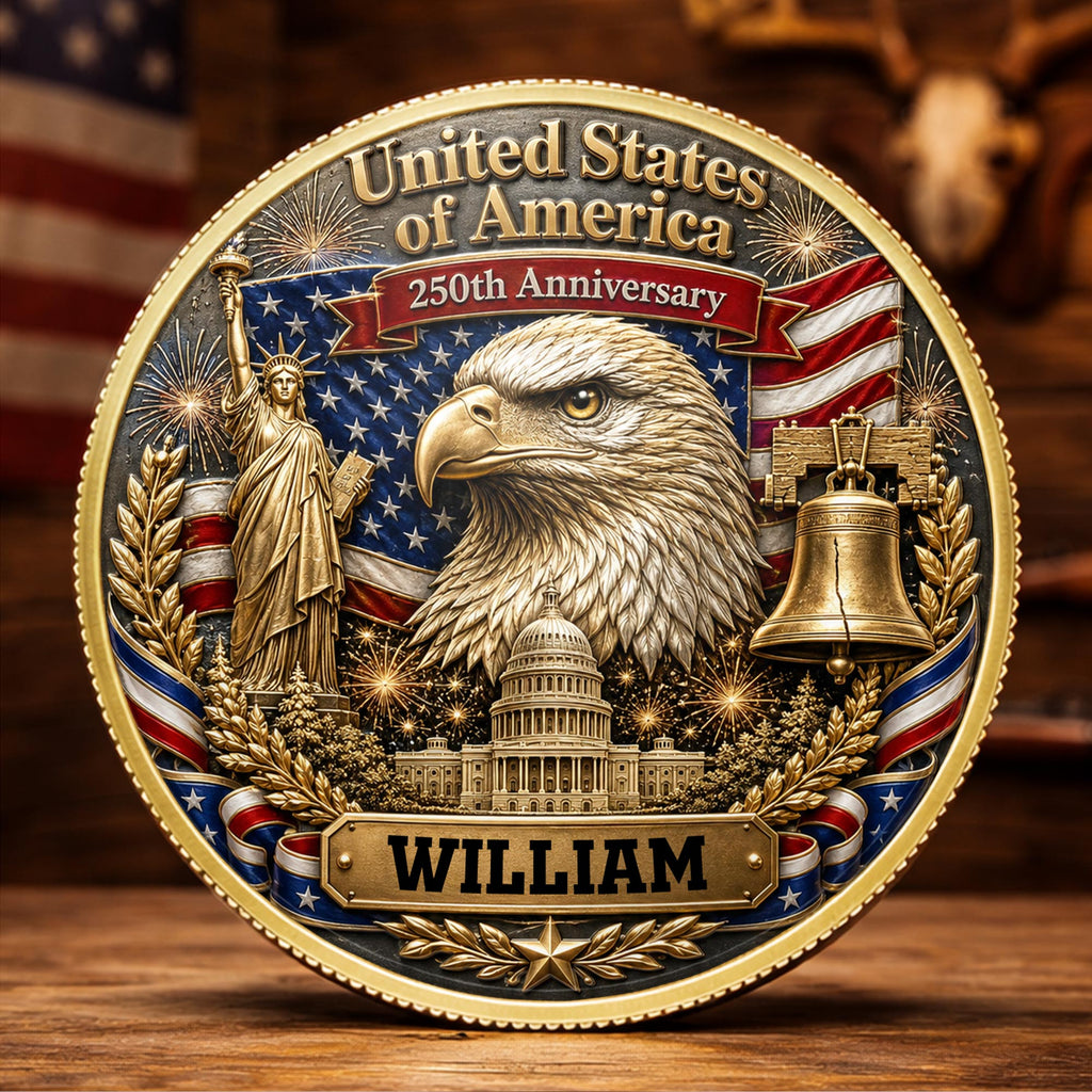 Personalized Commemorative Coin Custom Name Gift for Dad - 4th of July Keepsake Commemorative Coin GradoCreations
