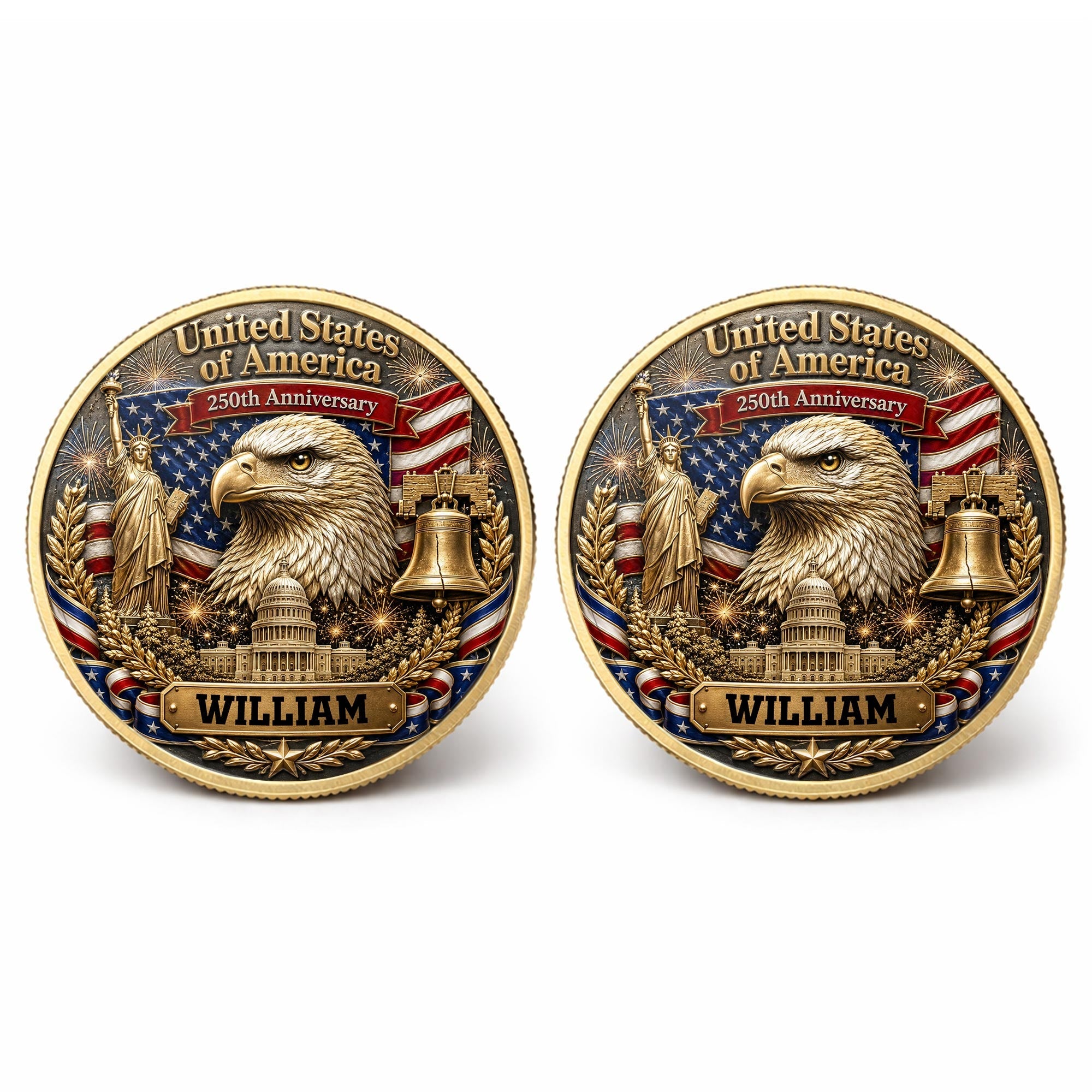 Personalized Commemorative Coin Custom Name Gift for Dad - 4th of July Keepsake Commemorative Coin GradoCreations