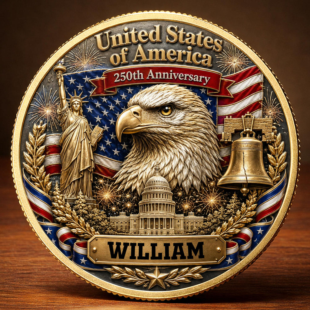 Personalized Commemorative Coin Custom Name Gift for Dad - 4th of July Keepsake Commemorative Coin GradoCreations