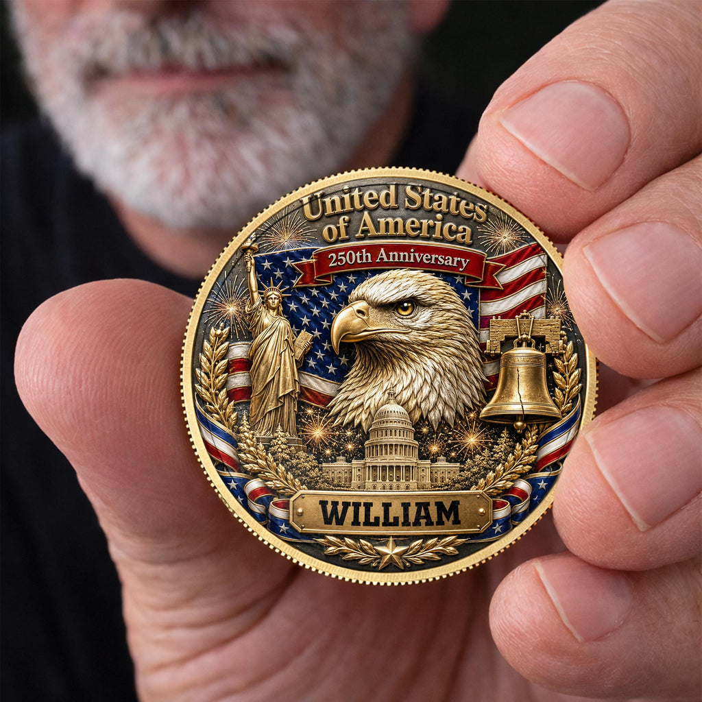 Personalized Commemorative Coin Custom Name Gift for Dad - 4th of July Keepsake Commemorative Coin GradoCreations