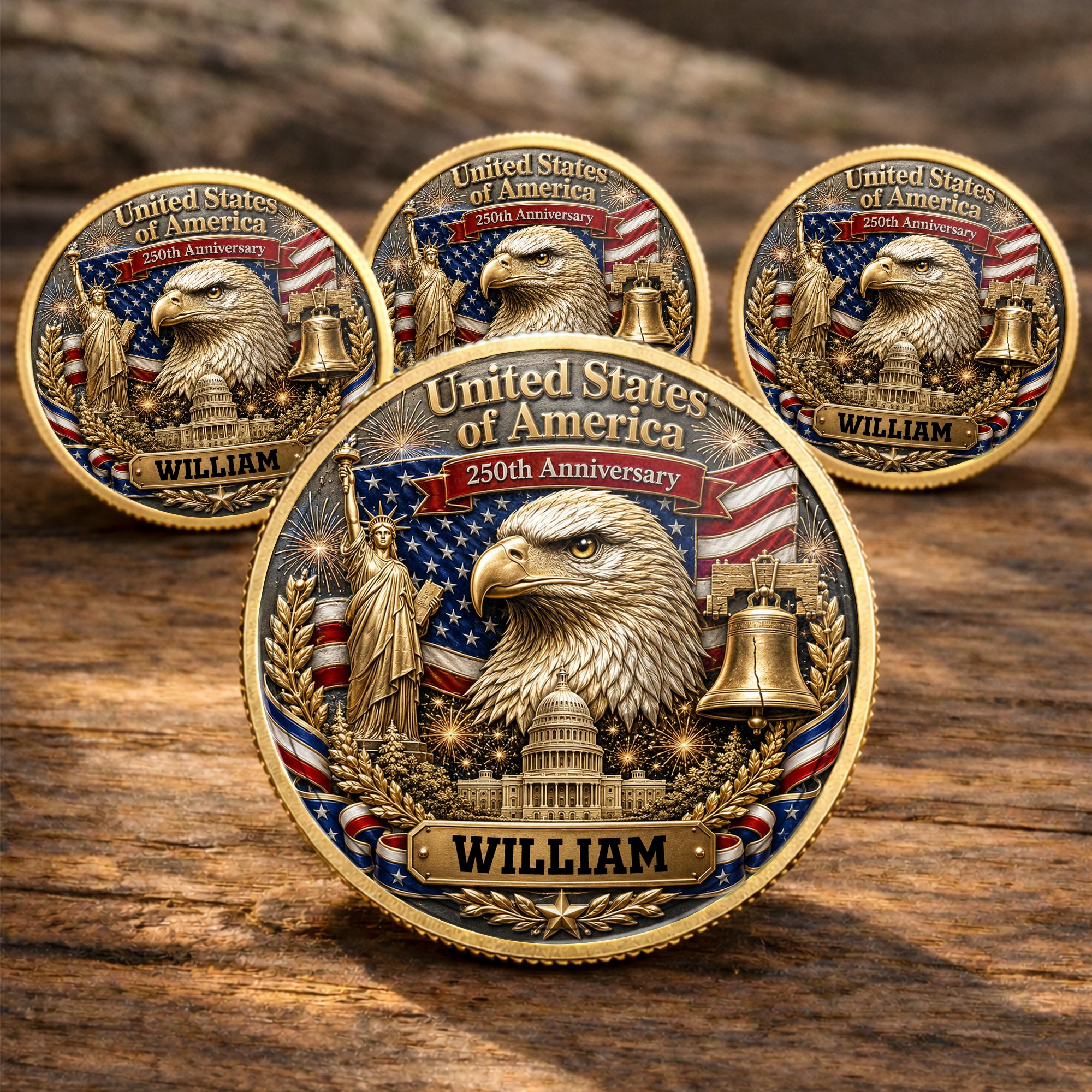 Personalized Commemorative Coin Custom Name Gift for Dad - 4th of July Keepsake Commemorative Coin GradoCreations