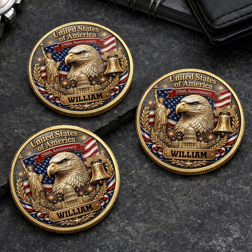 Personalized Commemorative Coin Custom Name Gift for Dad - 4th of July Keepsake Commemorative Coin GradoCreations