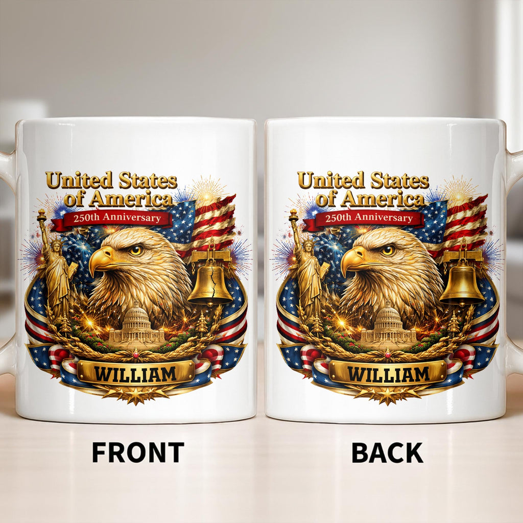 Personalized 250th Anniversary Eagle Mug Custom Name Gift Edge-to-edge Mug GradoCreations