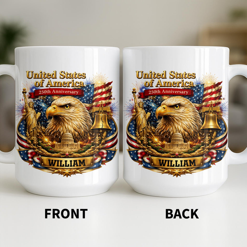 Personalized 250th Anniversary Eagle Mug Custom Name Gift Edge-to-edge Mug GradoCreations