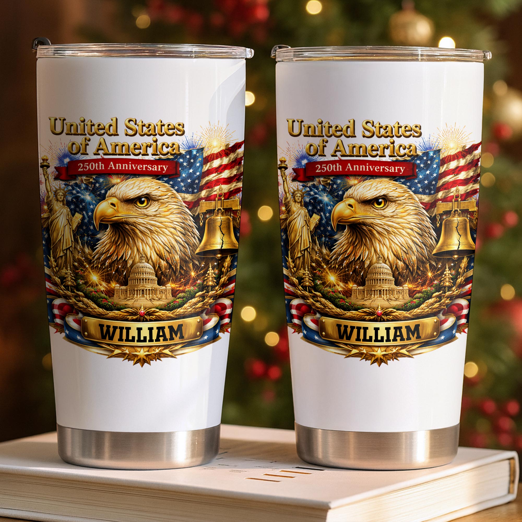 Personalized 20oz Stainless Steel Tumbler American Flag Gift for Dad 20oz Tumbler GradoCreations