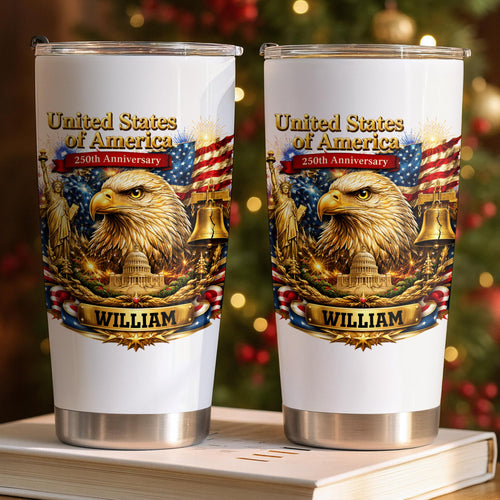 Personalized 20oz Stainless Steel Tumbler American Flag Gift for Dad 20oz Tumbler GradoCreations