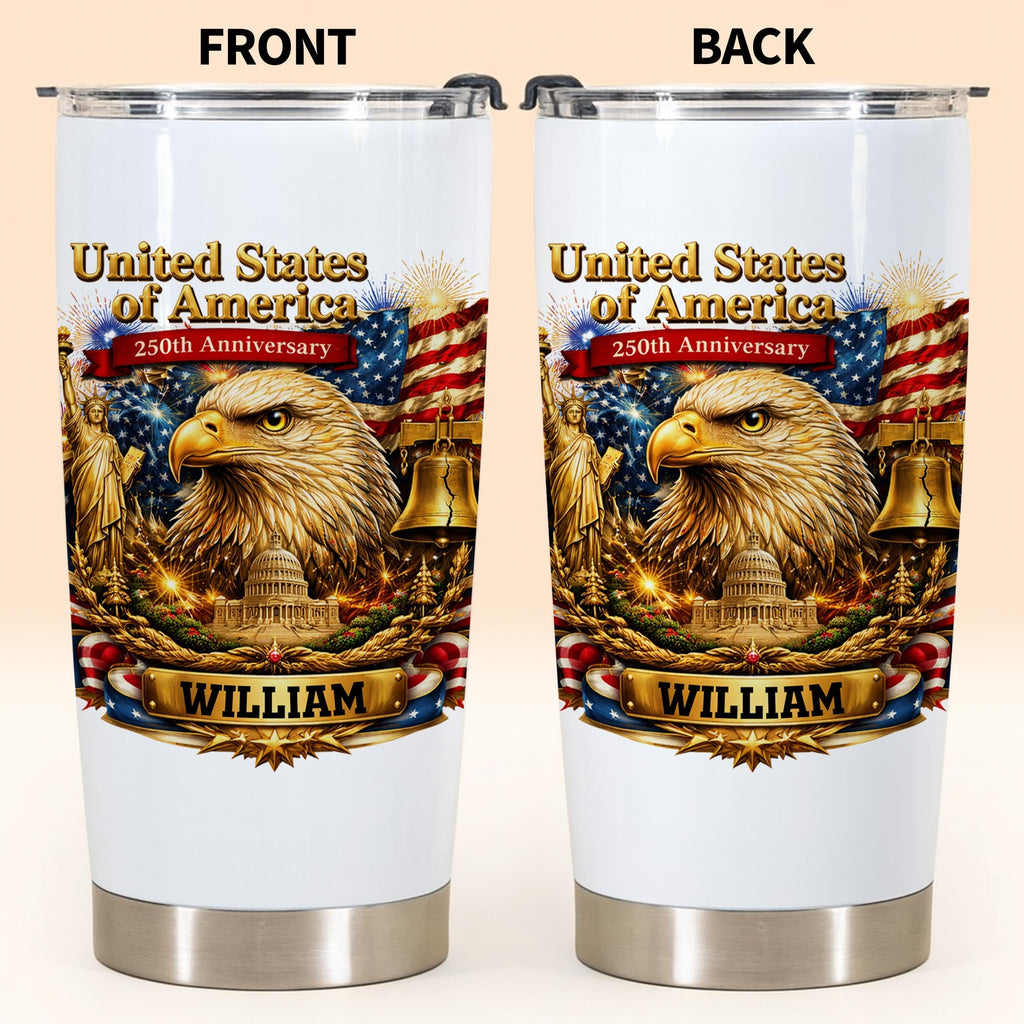 Personalized 20oz Stainless Steel Tumbler American Flag Gift for Dad 20oz Tumbler GradoCreations
