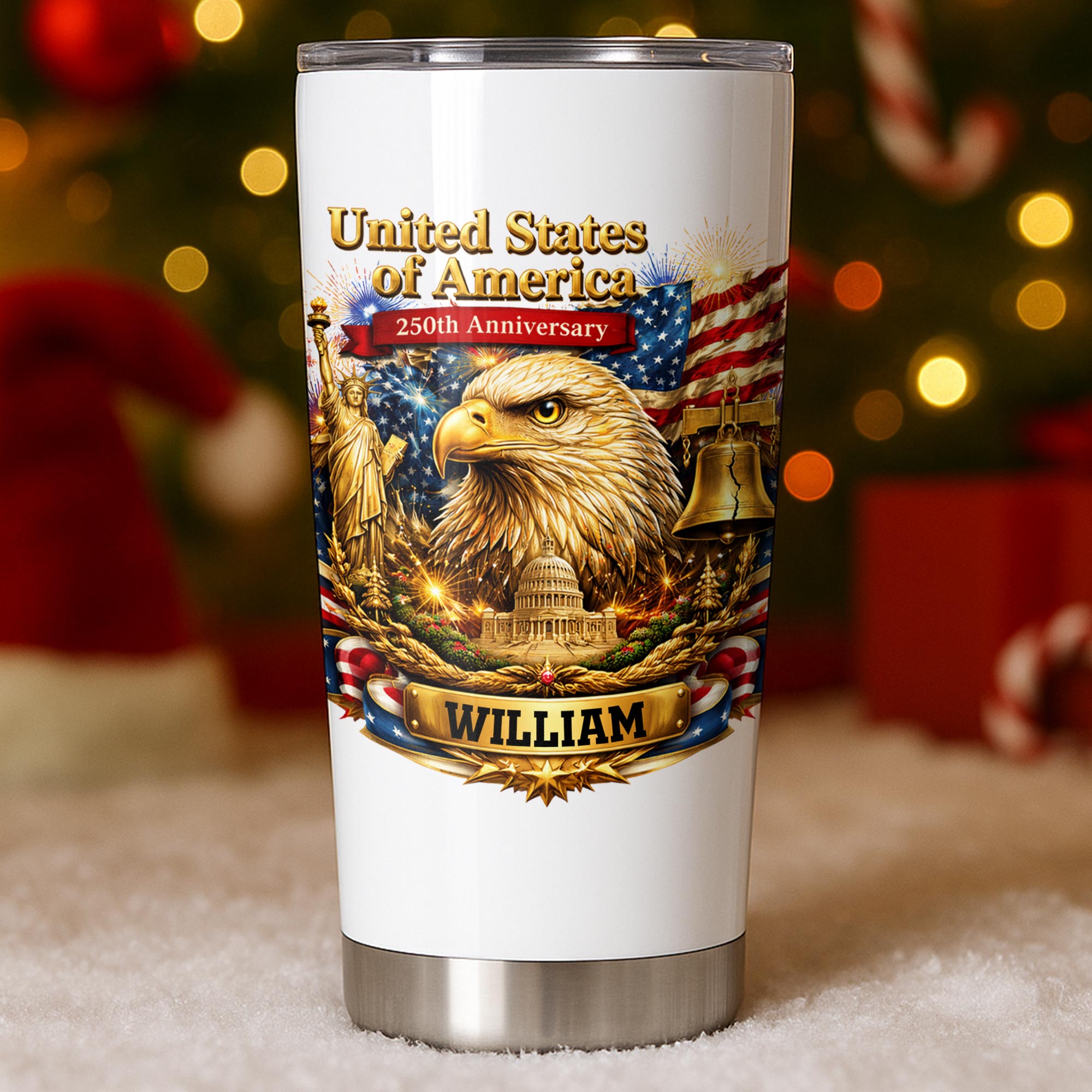 Personalized 20oz Stainless Steel Tumbler American Flag Gift for Dad 20oz Tumbler GradoCreations