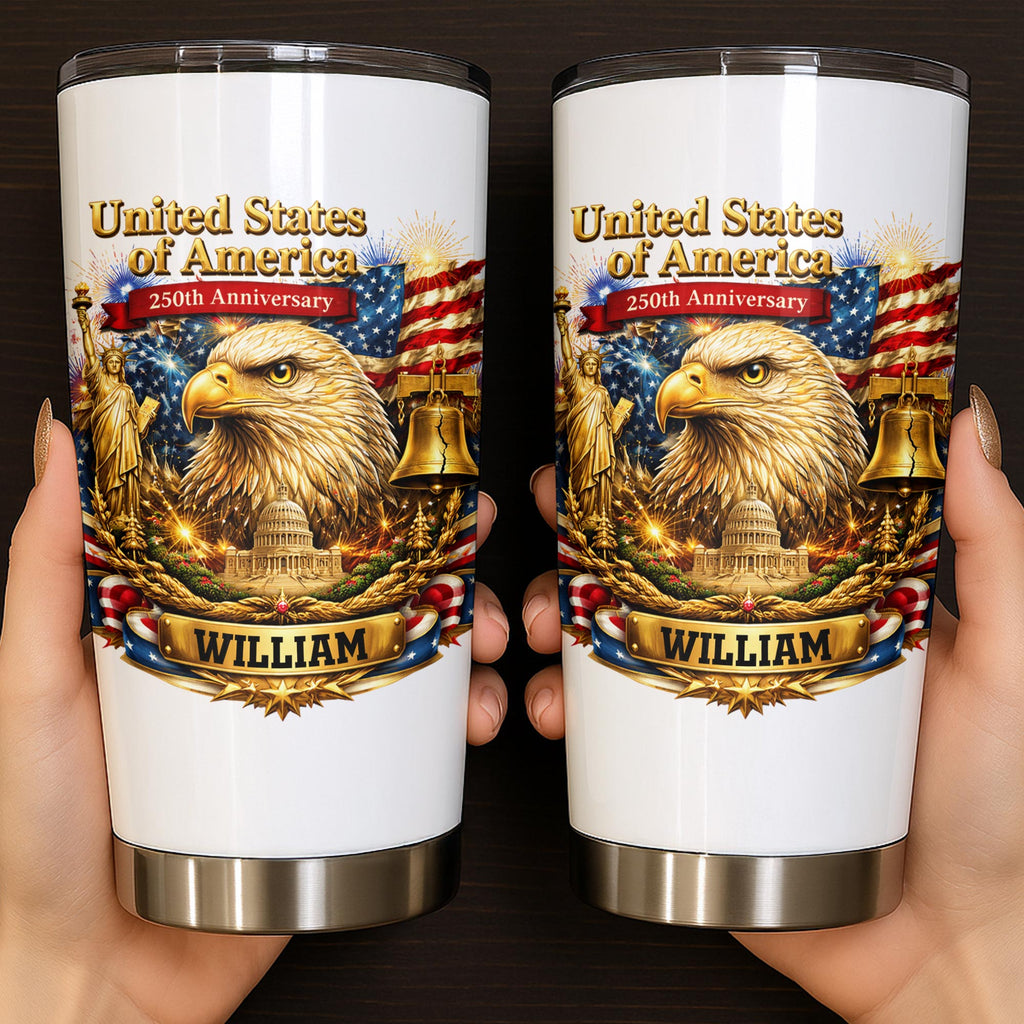 Personalized 20oz Stainless Steel Tumbler American Flag Gift for Dad 20oz Tumbler GradoCreations