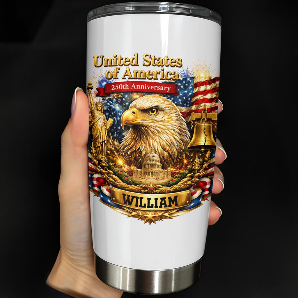 Personalized 20oz Stainless Steel Tumbler American Flag Gift for Dad 20oz Tumbler GradoCreations