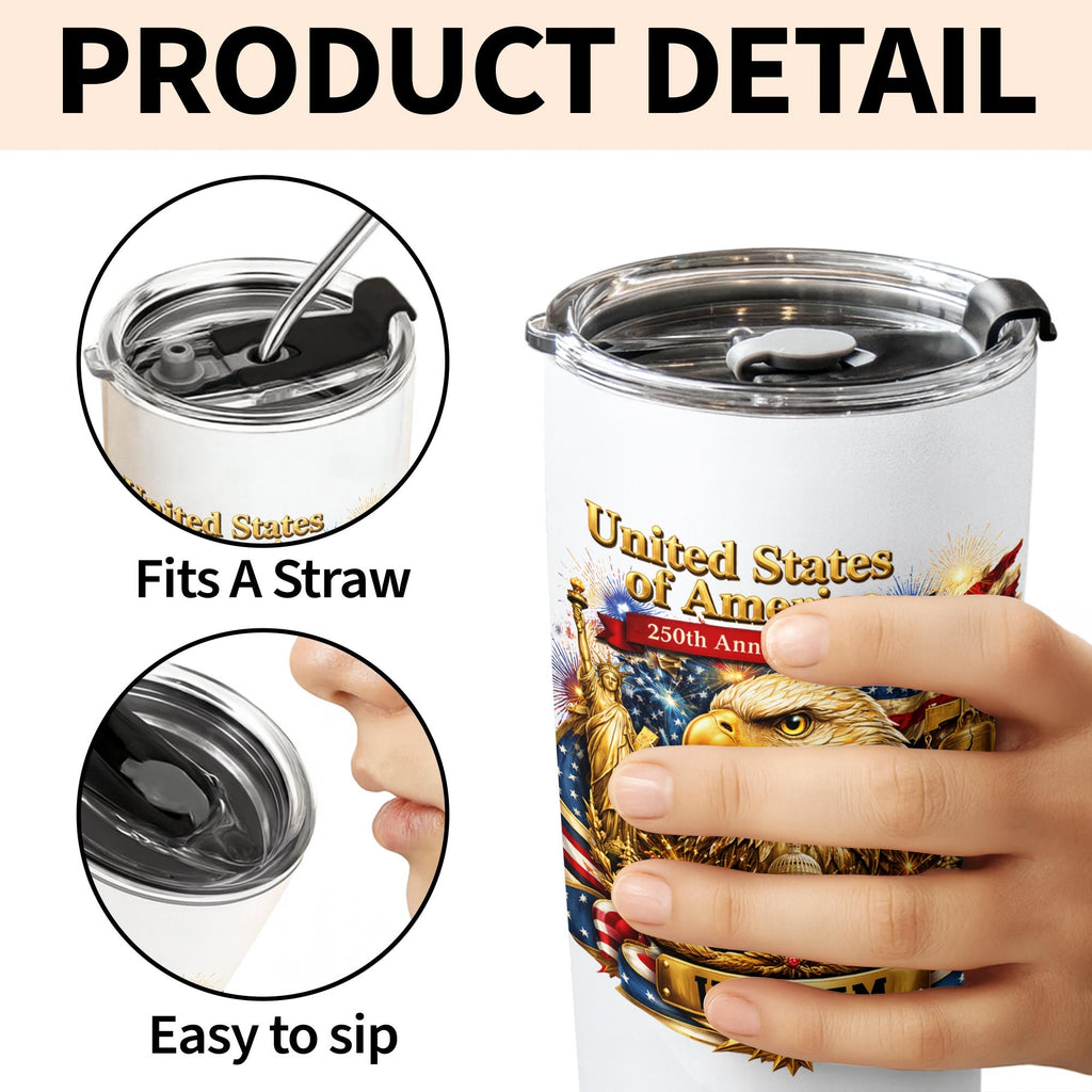 Personalized 20oz Stainless Steel Tumbler American Flag Gift for Dad 20oz Tumbler GradoCreations