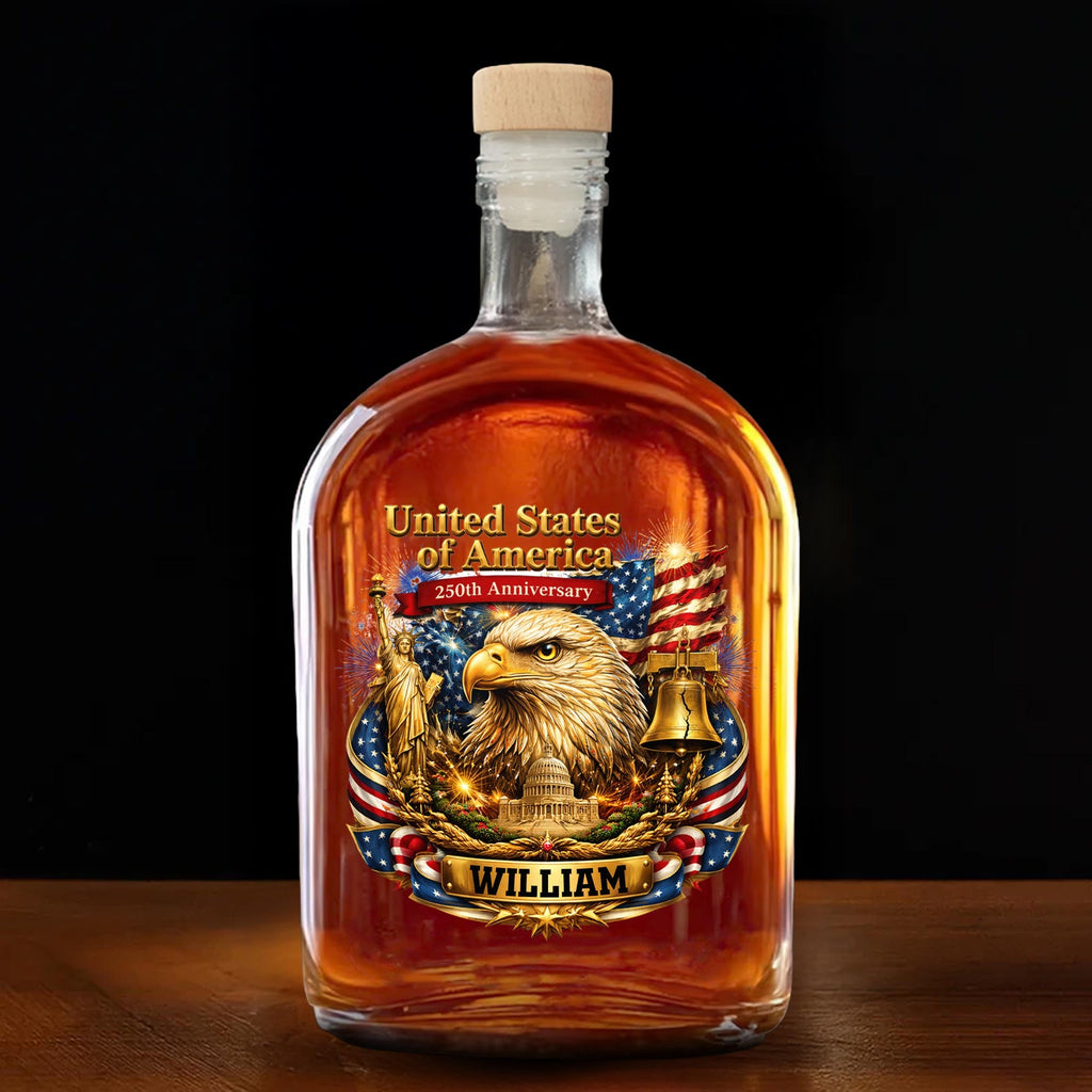 Personalized Whiskey Bottle with Eagle Liberty Bell Design Gift for Dad Whiskey Bottle GradoCreations