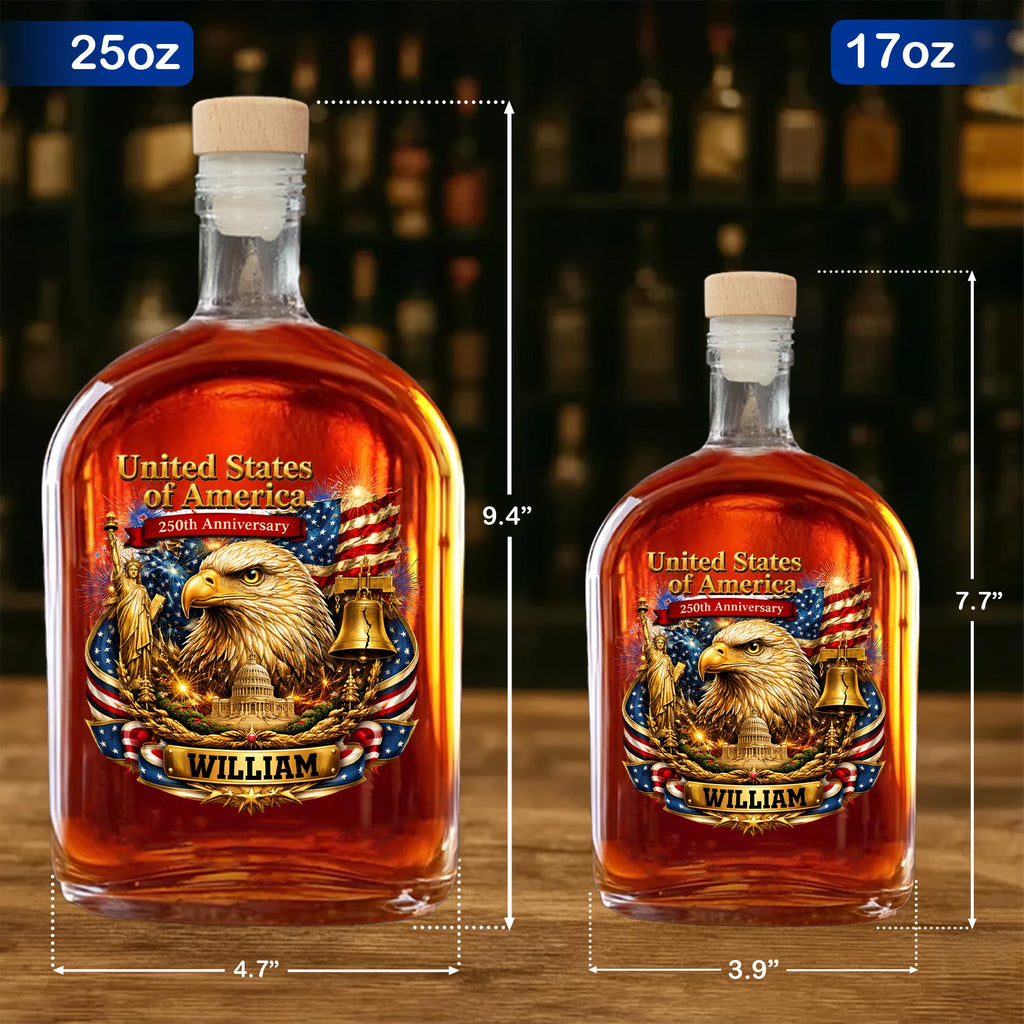 Personalized Whiskey Bottle with Eagle Liberty Bell Design Gift for Dad Whiskey Bottle GradoCreations