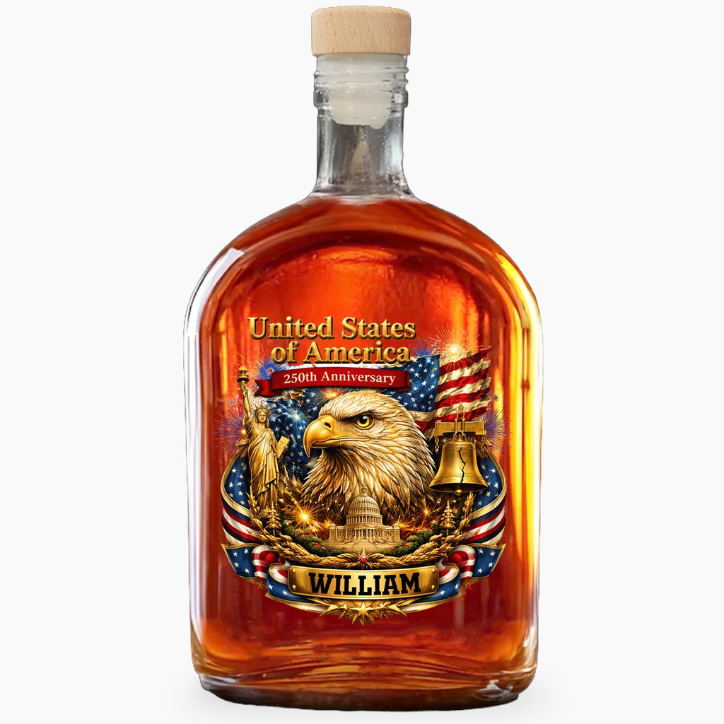Personalized Whiskey Bottle with Eagle Liberty Bell Design Gift for Dad Whiskey Bottle GradoCreations