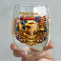 Personalized Stemless Wine Glass USA Flag Custom Name Gift Wine Glasses GradoCreations