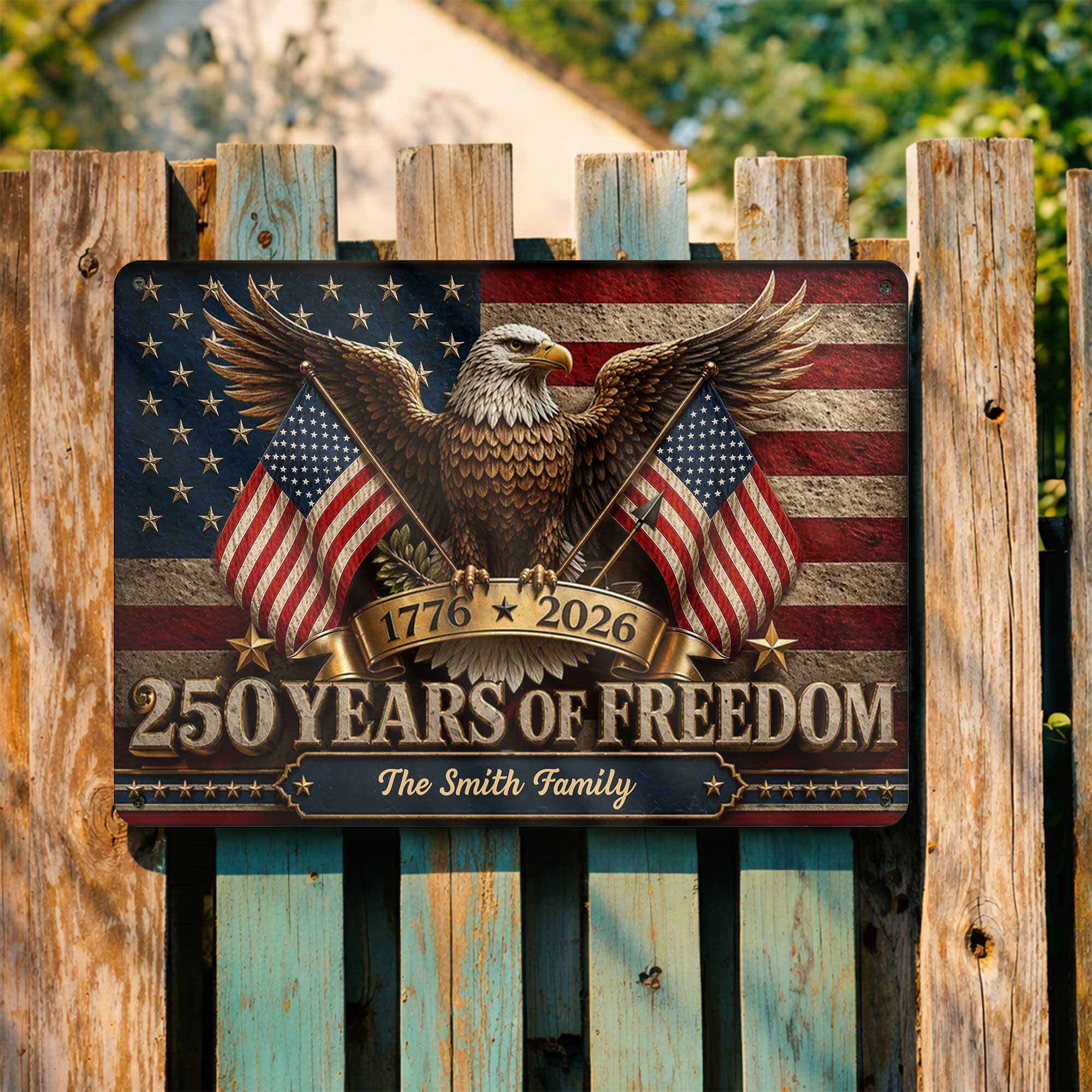 Personalized Bald Eagle Metal Sign Custom Family Name Gift Metal Sign GradoCreations