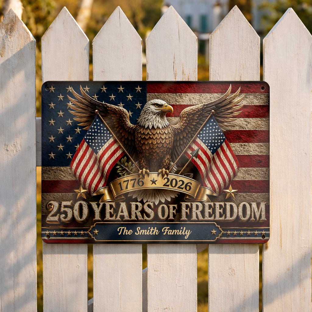 Personalized Bald Eagle Metal Sign Custom Family Name Gift Metal Sign GradoCreations