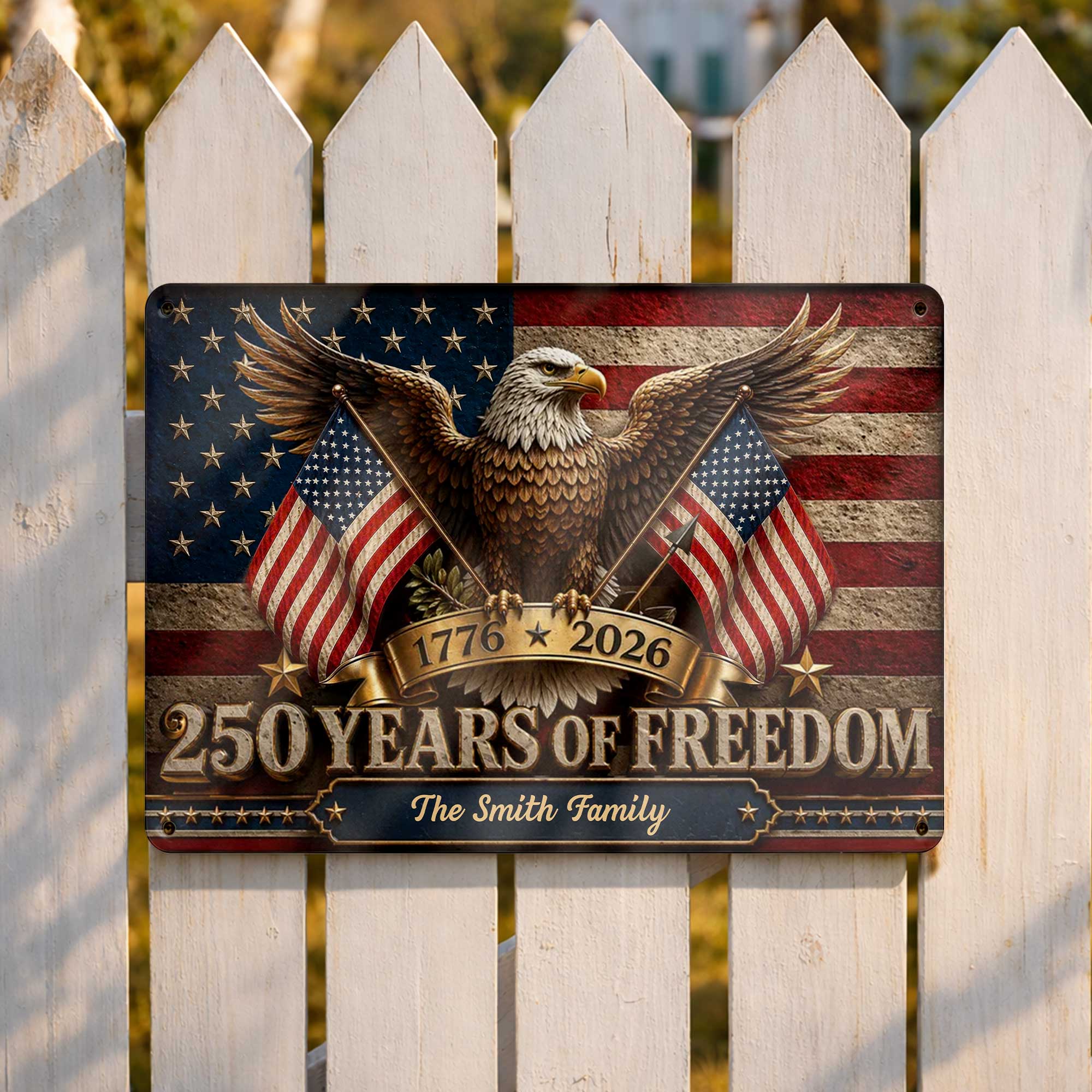 Personalized Bald Eagle Metal Sign Custom Family Name Gift Metal Sign GradoCreations