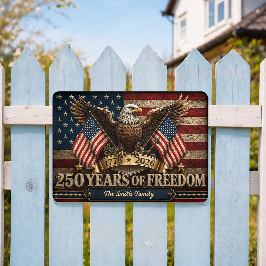 Personalized Bald Eagle Metal Sign Custom Family Name Gift Metal Sign GradoCreations