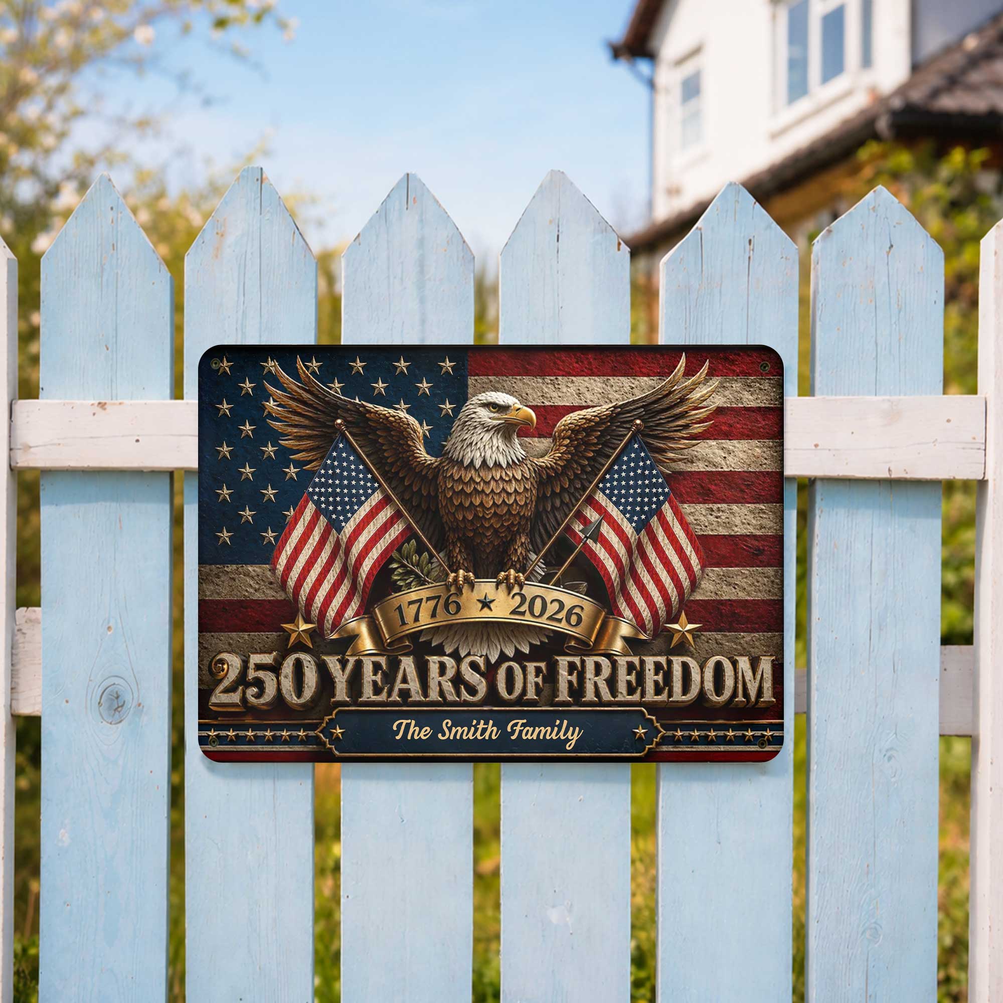 Personalized Bald Eagle Metal Sign Custom Family Name Gift Metal Sign GradoCreations