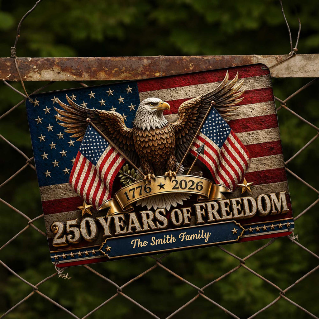Personalized Bald Eagle Metal Sign Custom Family Name Gift Metal Sign GradoCreations