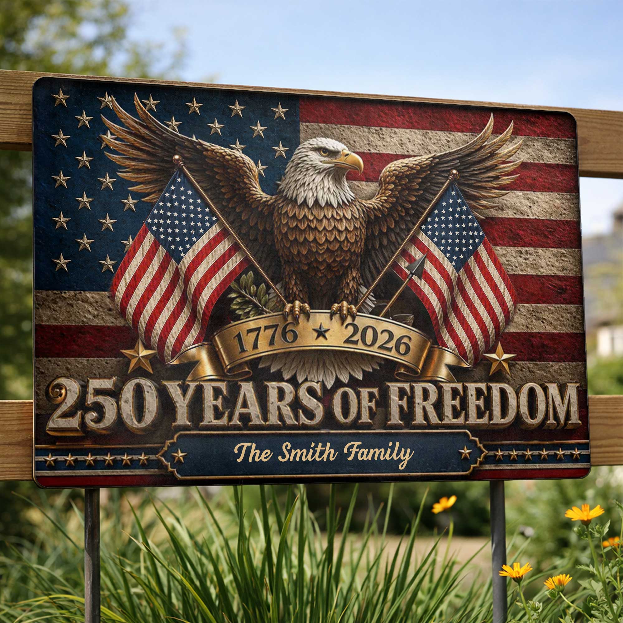 Personalized Bald Eagle Metal Sign Custom Family Name Gift Metal Sign GradoCreations