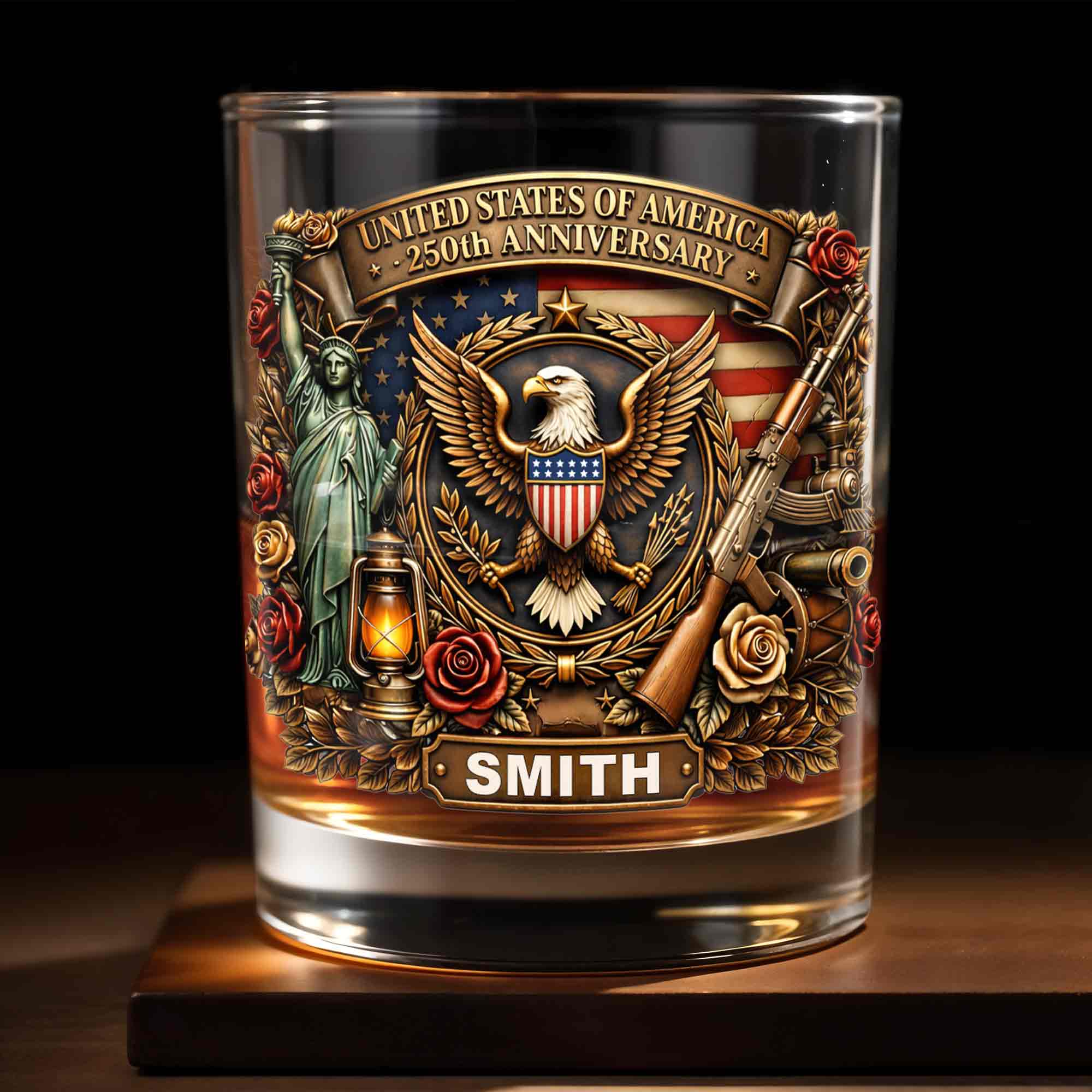 Personalized Whiskey Glass Custom Name 250th Anniversary Gift for Dad Whiskey Glass GradoCreations
