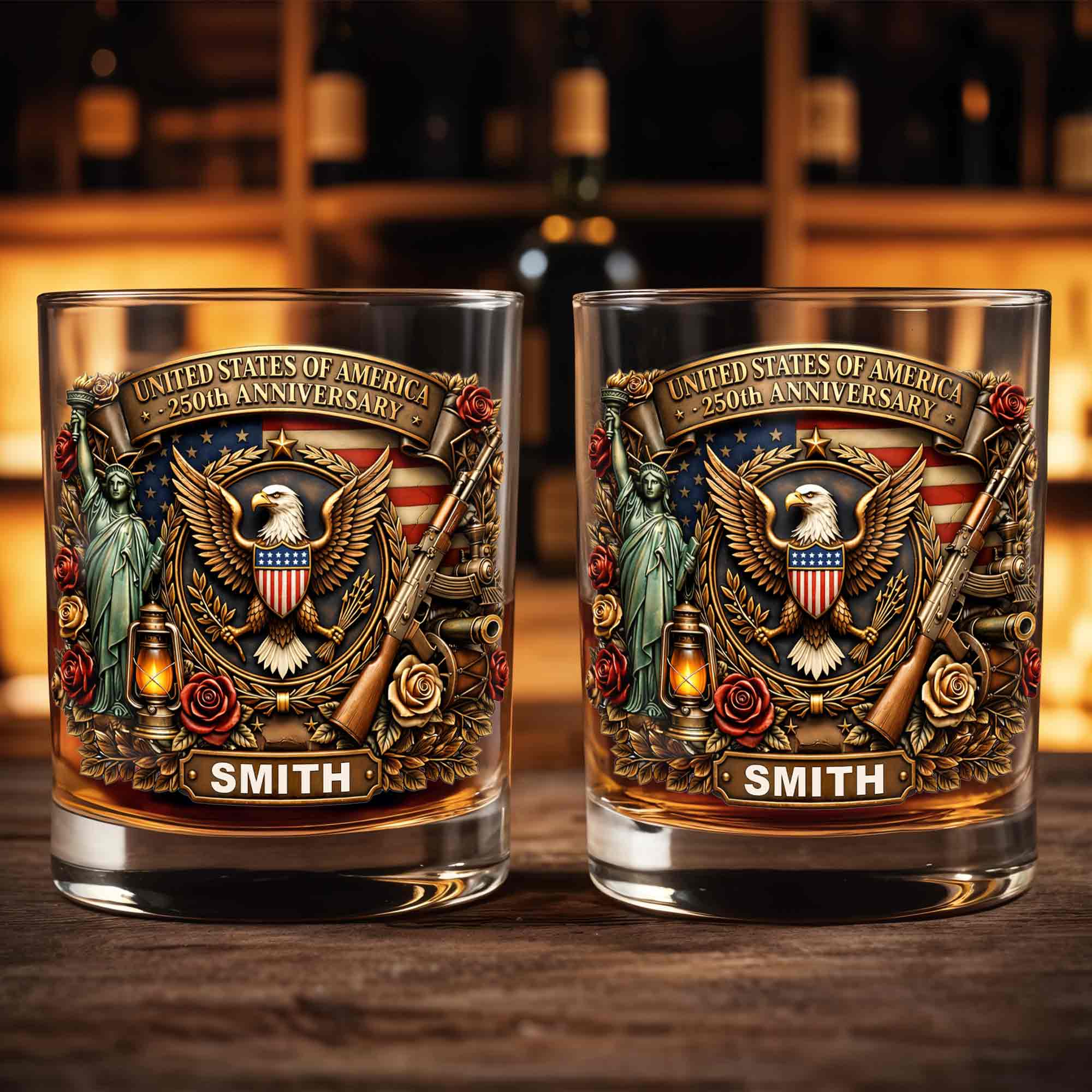 Personalized Whiskey Glass Custom Name 250th Anniversary Gift for Dad Whiskey Glass GradoCreations