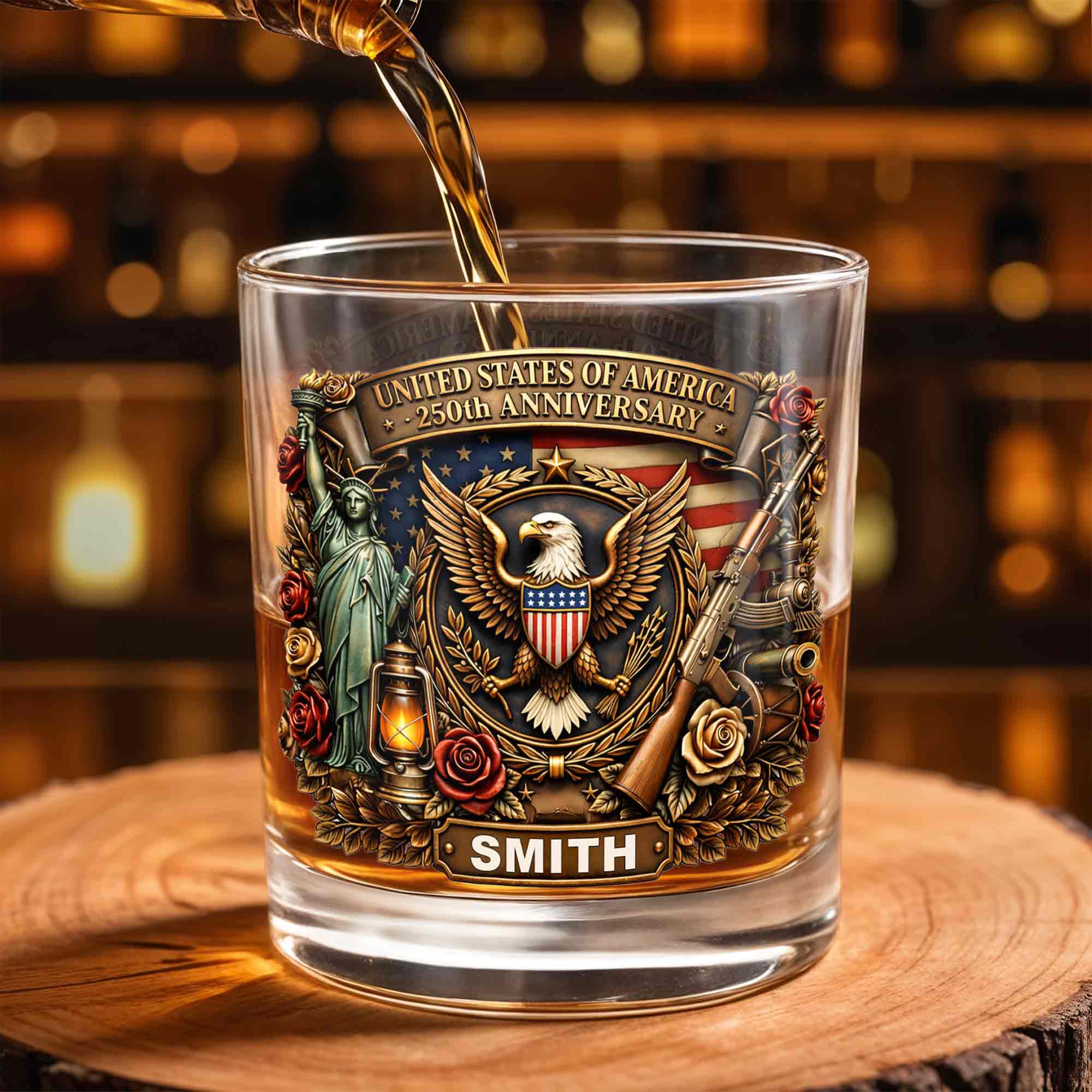 Personalized Whiskey Glass Custom Name 250th Anniversary Gift for Dad Whiskey Glass GradoCreations