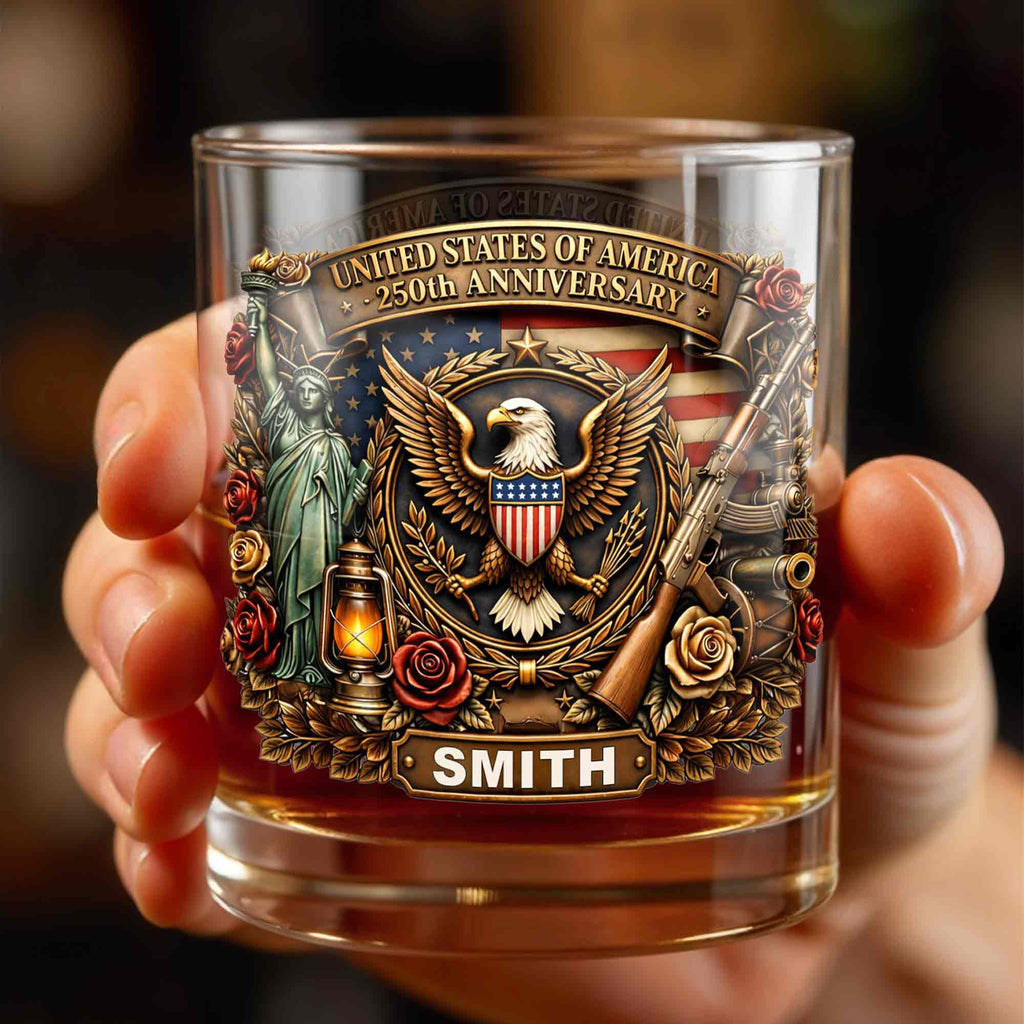 Personalized Whiskey Glass Custom Name 250th Anniversary Gift for Dad Whiskey Glass GradoCreations