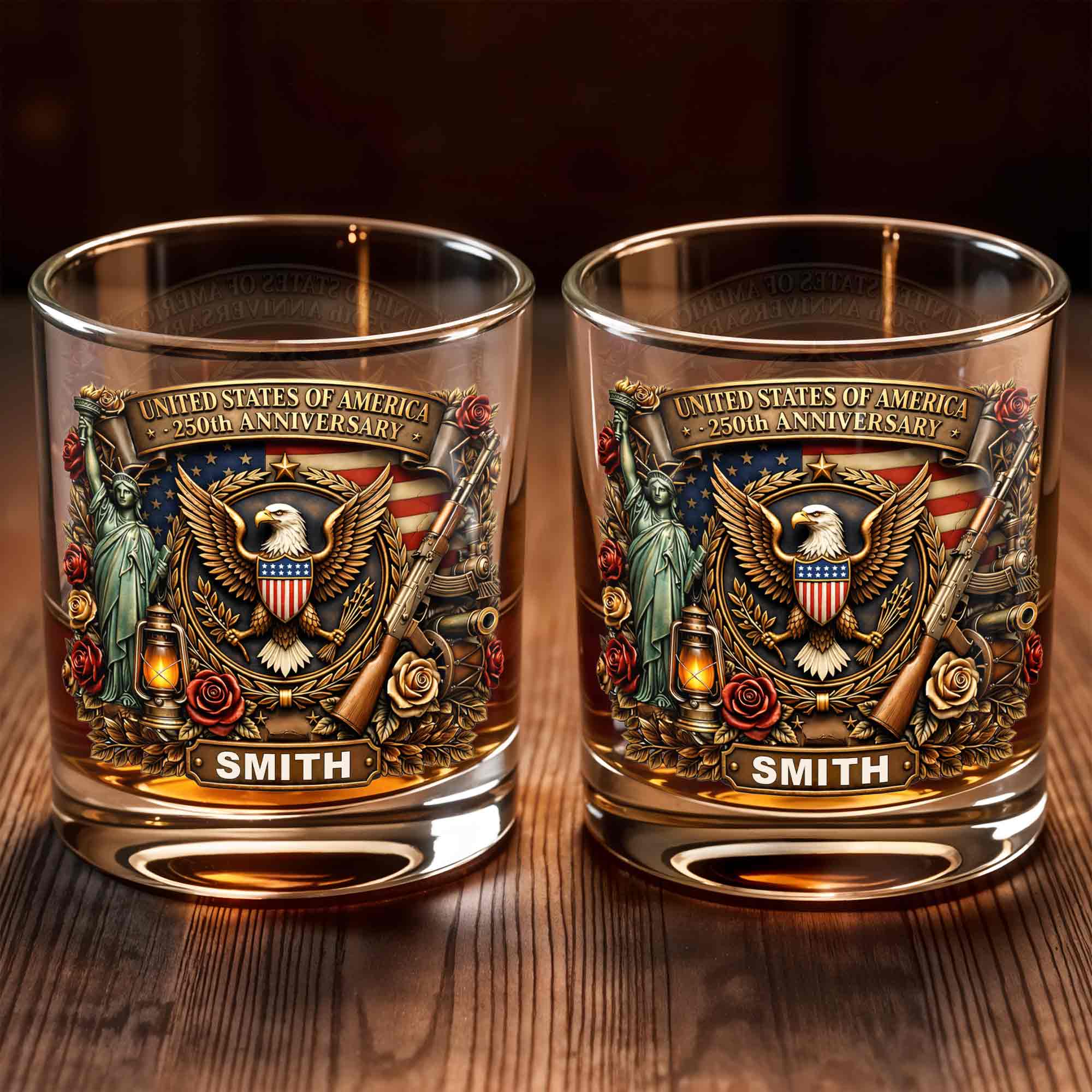 Personalized Whiskey Glass Custom Name 250th Anniversary Gift for Dad Whiskey Glass GradoCreations