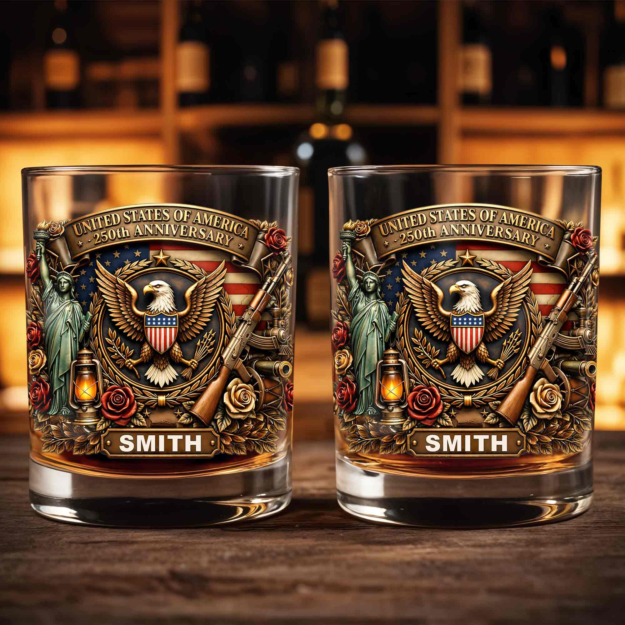 Personalized Whiskey Glass Custom Name 250th Anniversary Gift for Dad Whiskey Glass GradoCreations