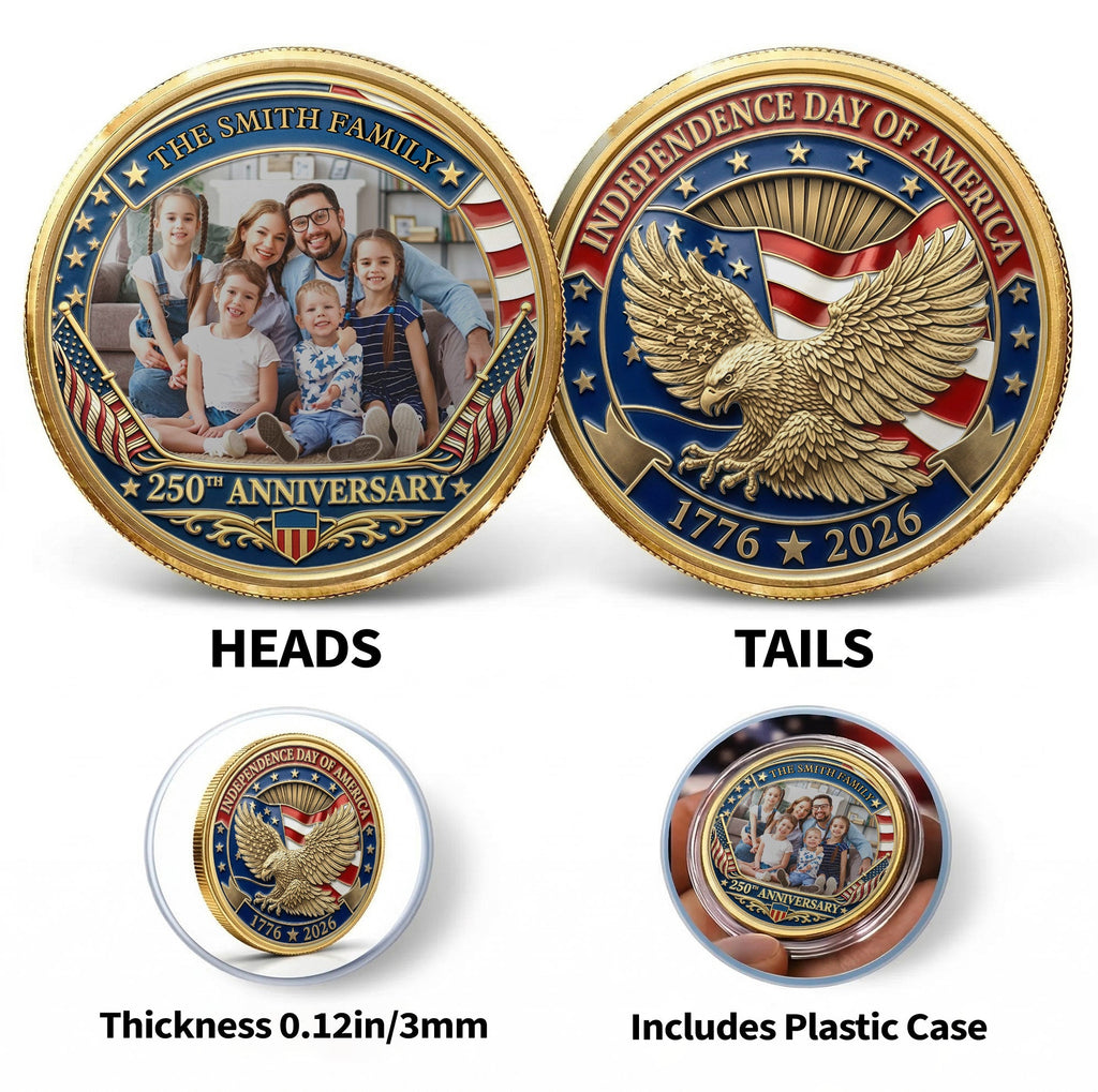 Personalized Commemorative Coin Custom Family Photo Gift Commemorative Coin GradoCreations