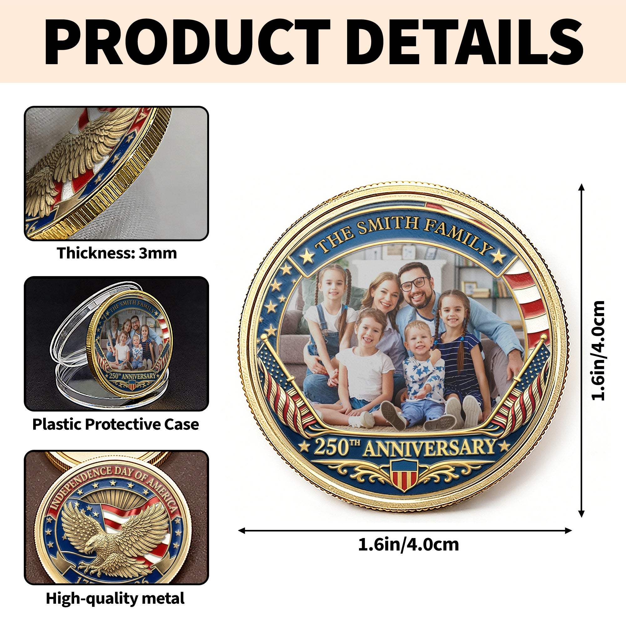 Personalized Commemorative Coin Custom Family Photo Gift Commemorative Coin GradoCreations