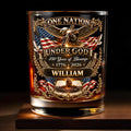 Personalized Whiskey Glass with Eagle Cross & American Flag Gift for Dad Whiskey Glass GradoCreations