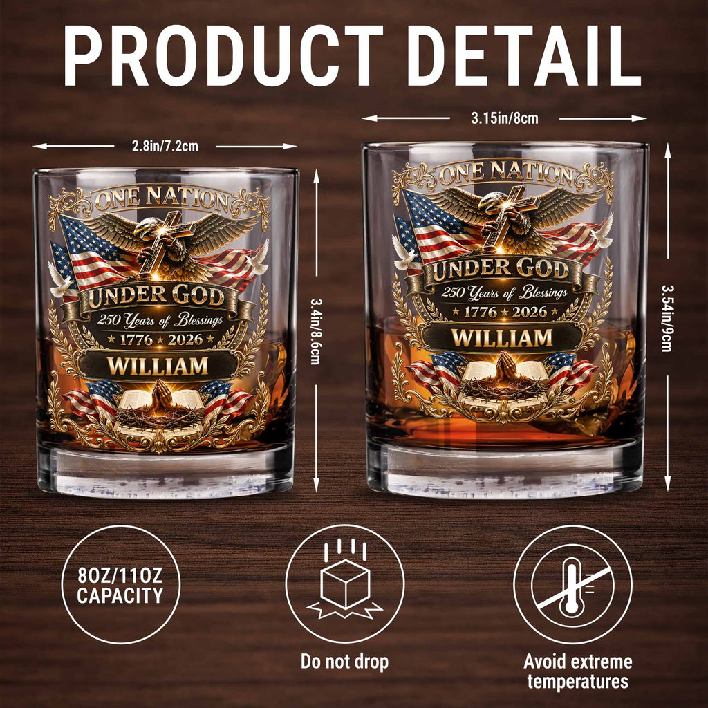 Personalized Whiskey Glass with Eagle Cross & American Flag Gift for Dad Whiskey Glass GradoCreations