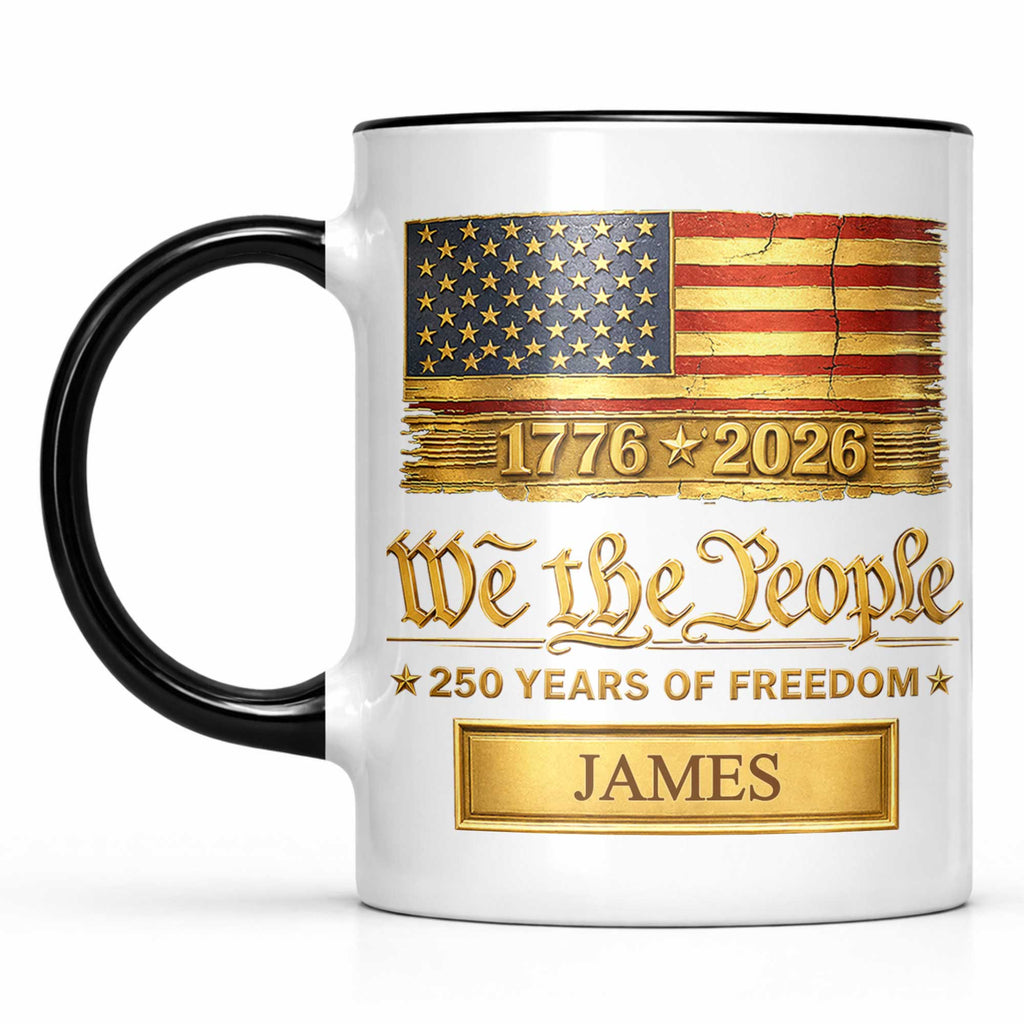 Personalized Ceramic Accent Mug Custom Name American Flag Gift for Dad Accent Mug GradoCreations